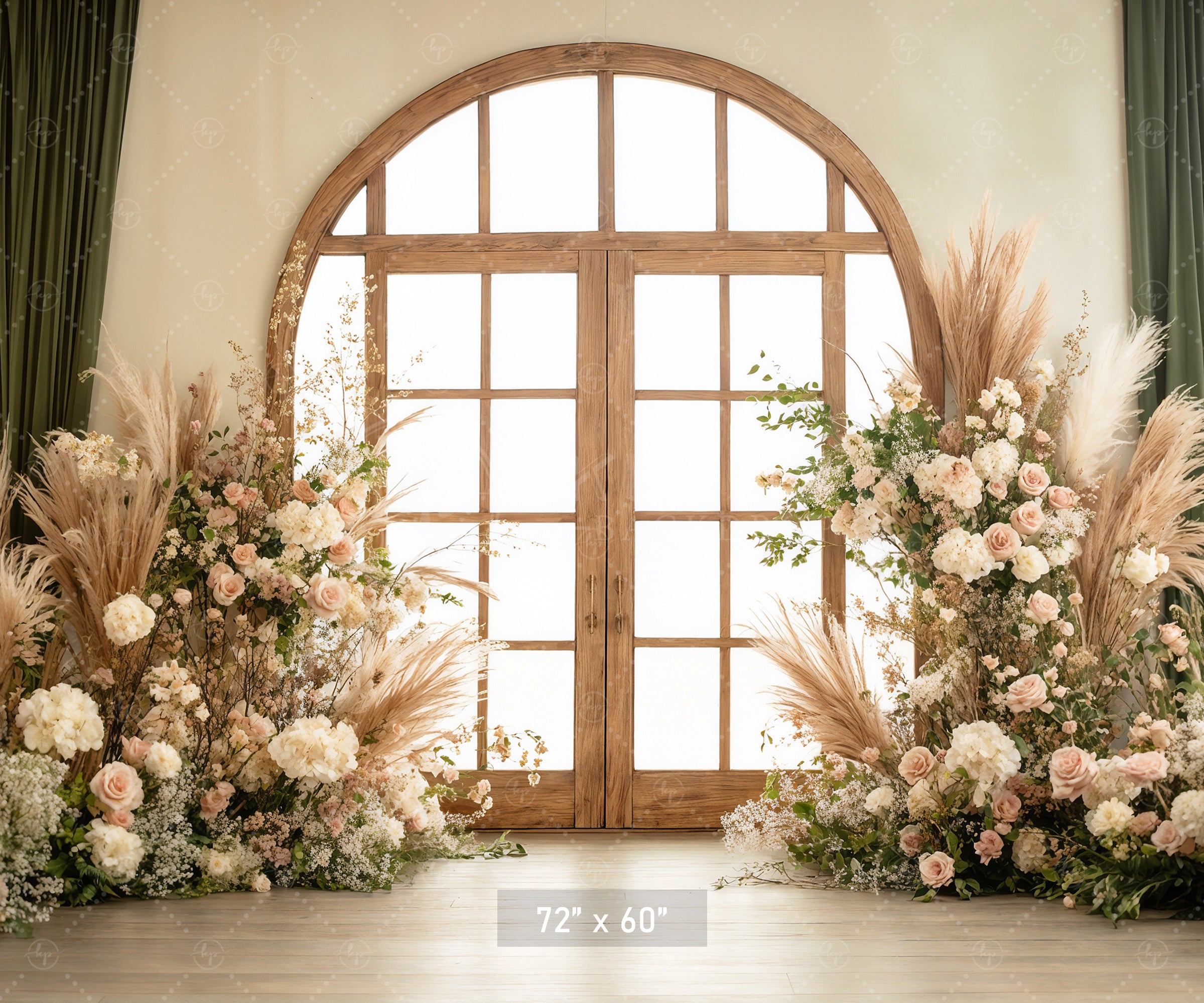Sunlit Conservatory Door with Pampas Backdrop