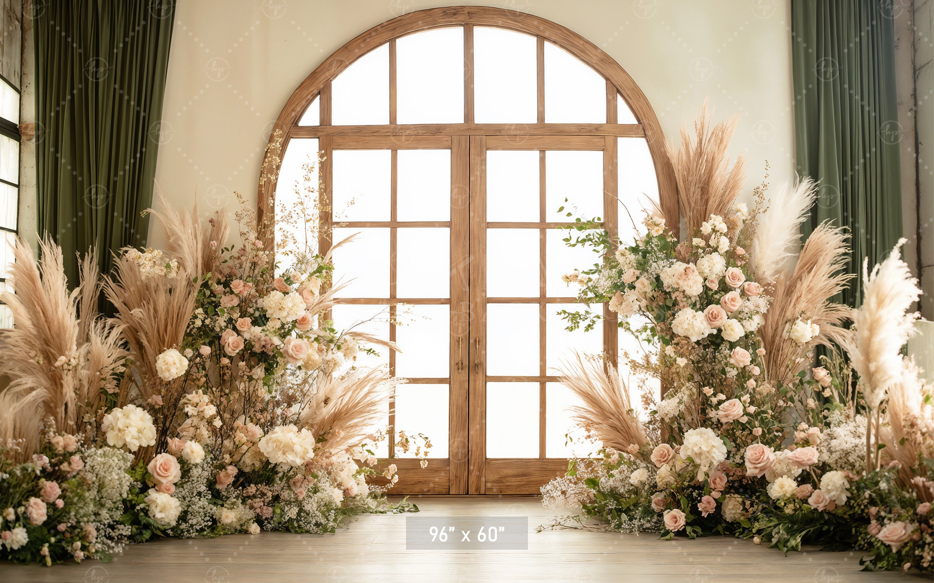 Sunlit Conservatory Door with Pampas Backdrop
