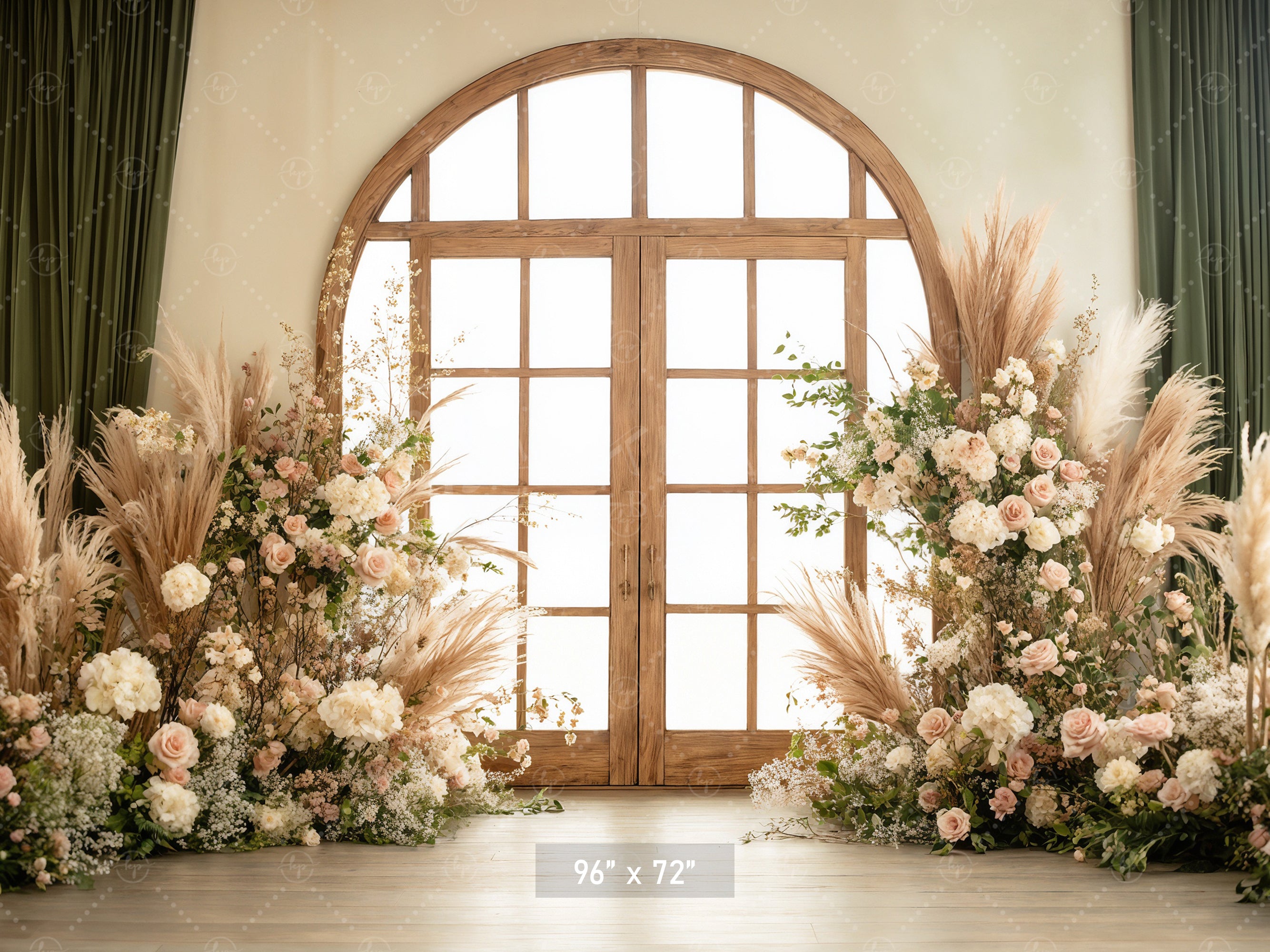 Sunlit Conservatory Door with Pampas Backdrop