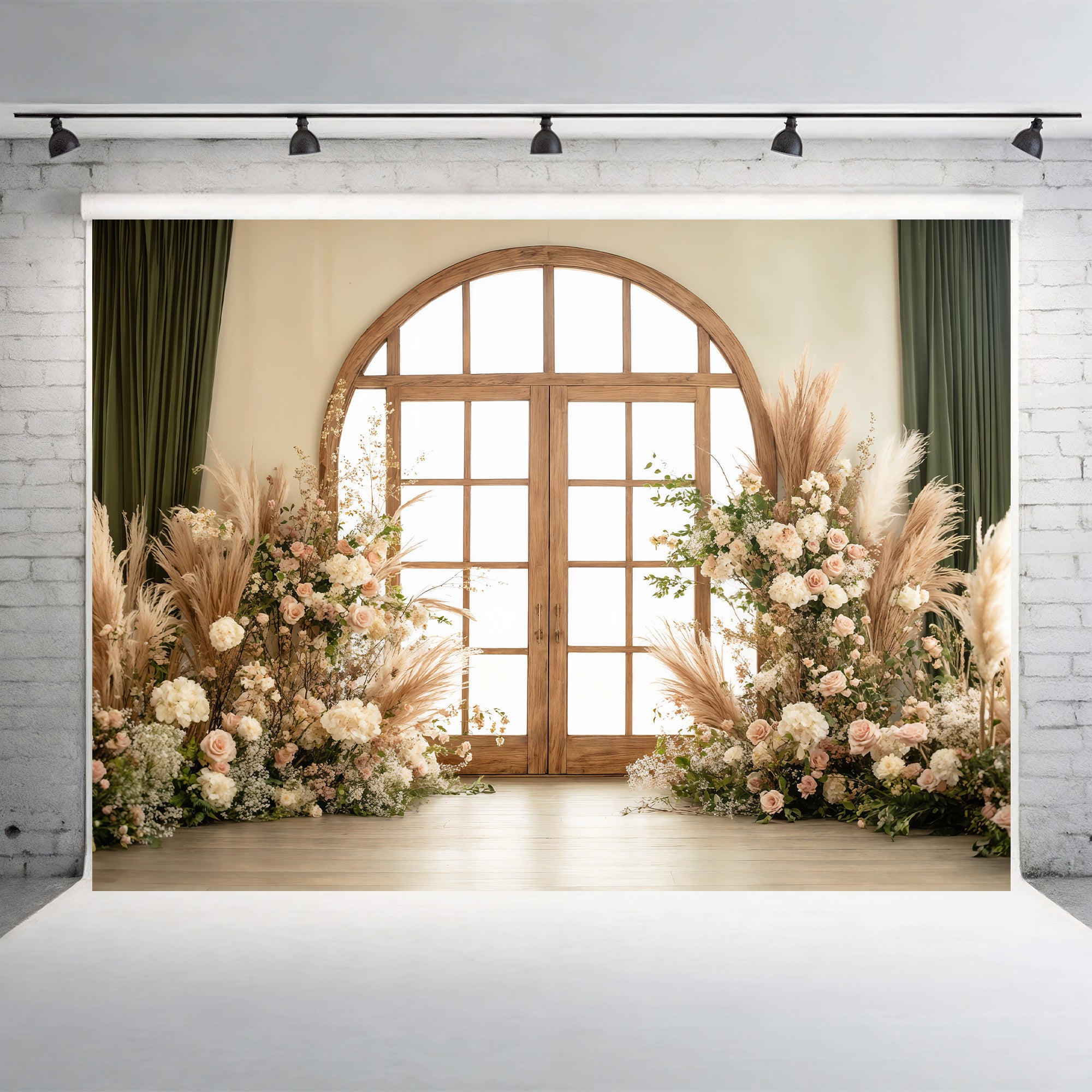 Sunlit Conservatory Door with Pampas Backdrop