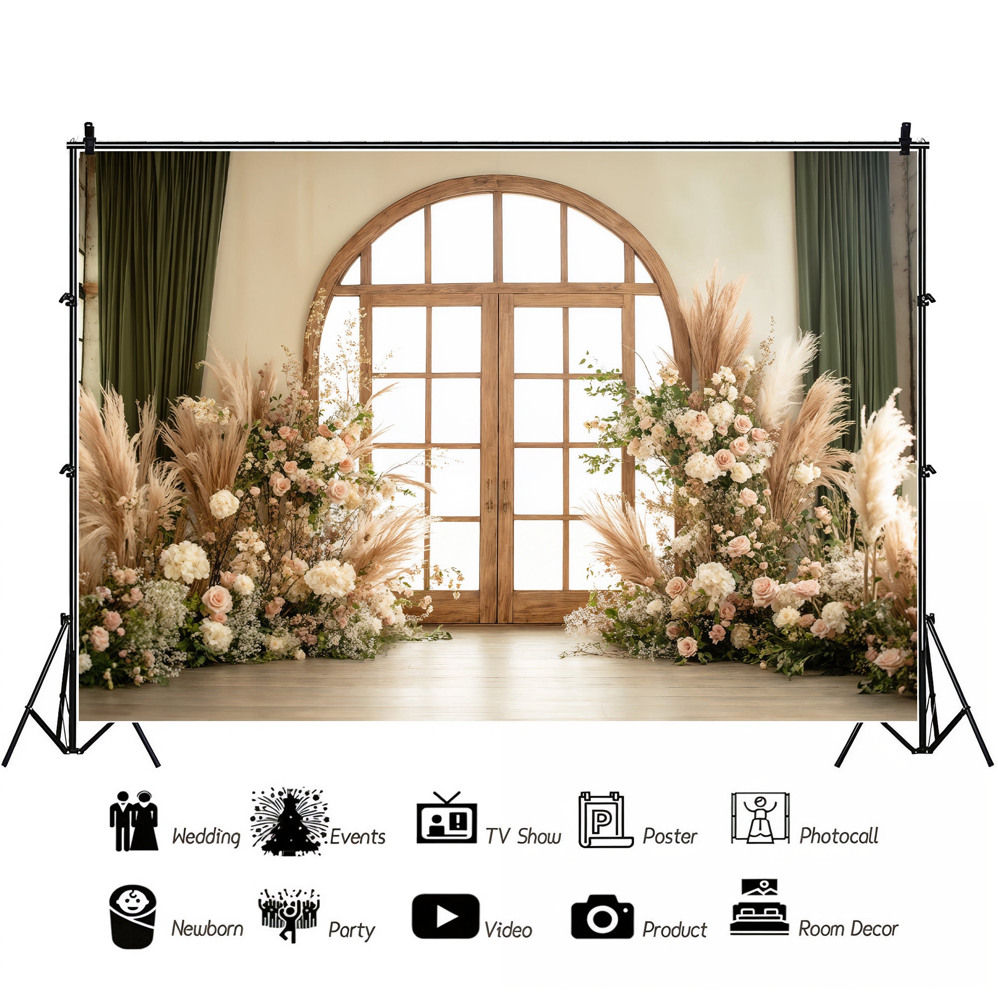 Sunlit Conservatory Door with Pampas Backdrop