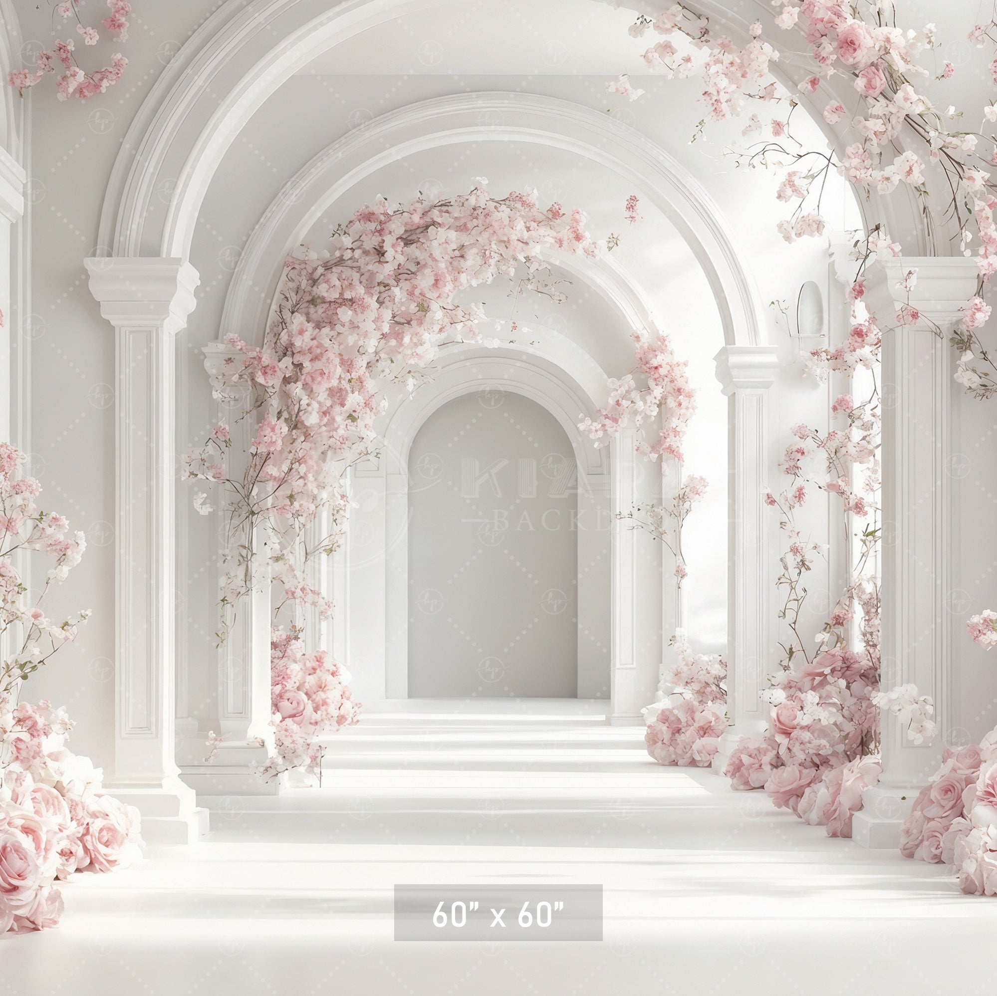 White Blossom Archway Corridor Backdrop