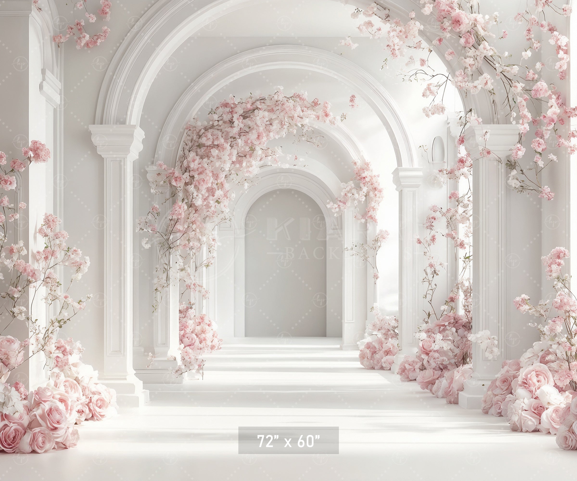 White Blossom Archway Corridor Backdrop