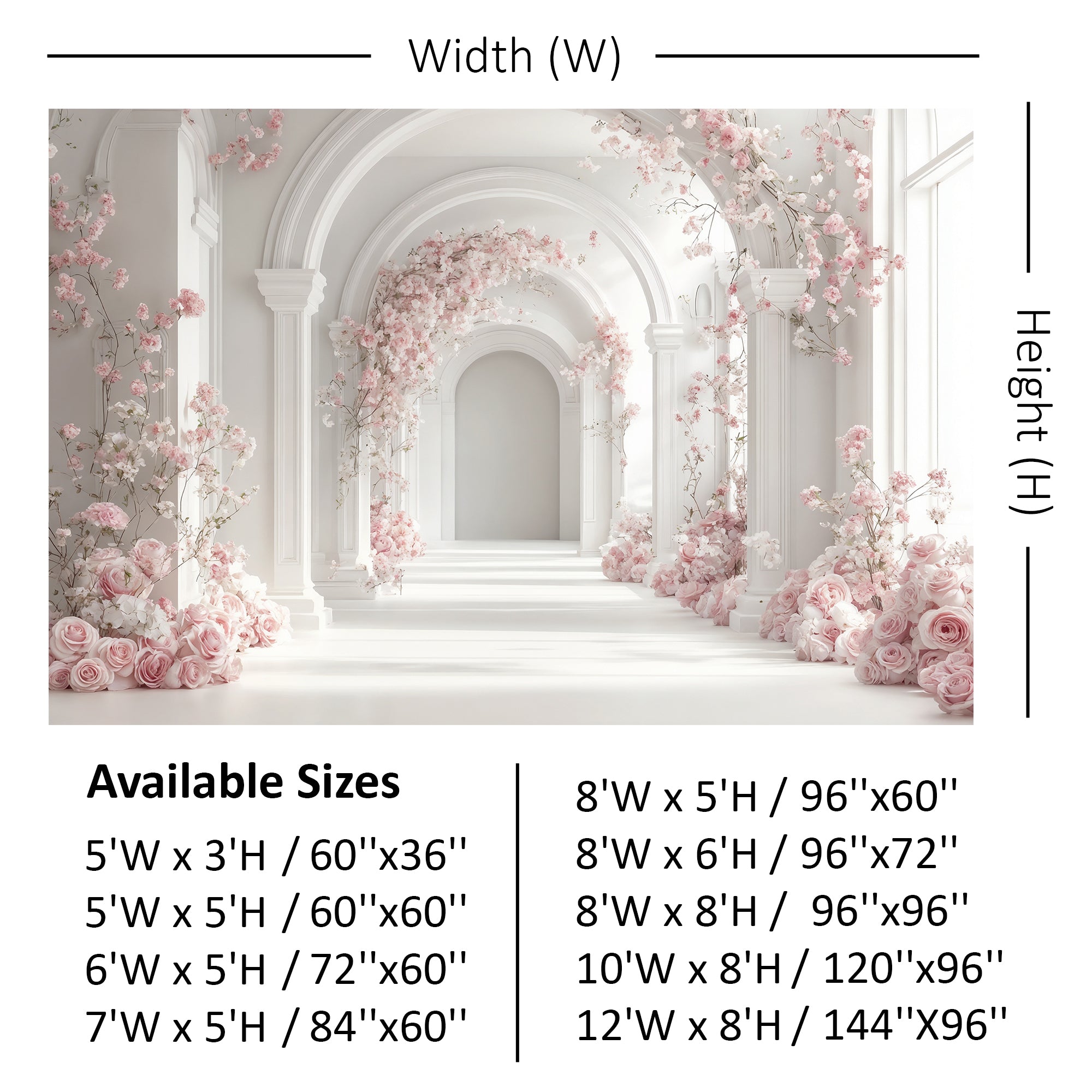 White Blossom Archway Corridor Backdrop