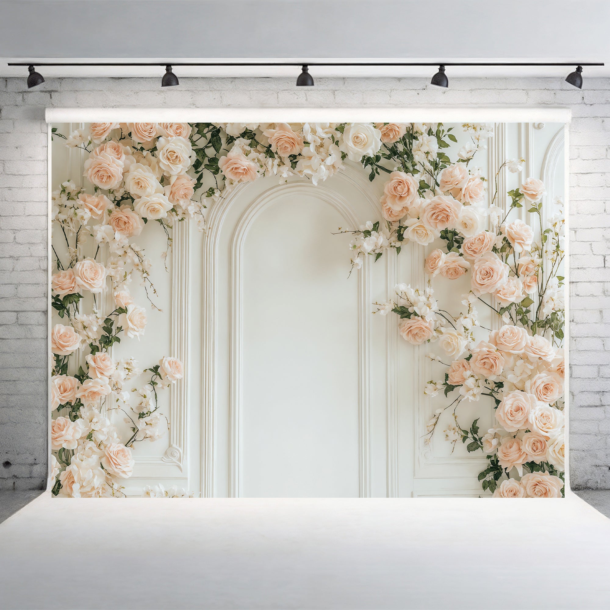 Classic White Panel Rose Arch Backdrop