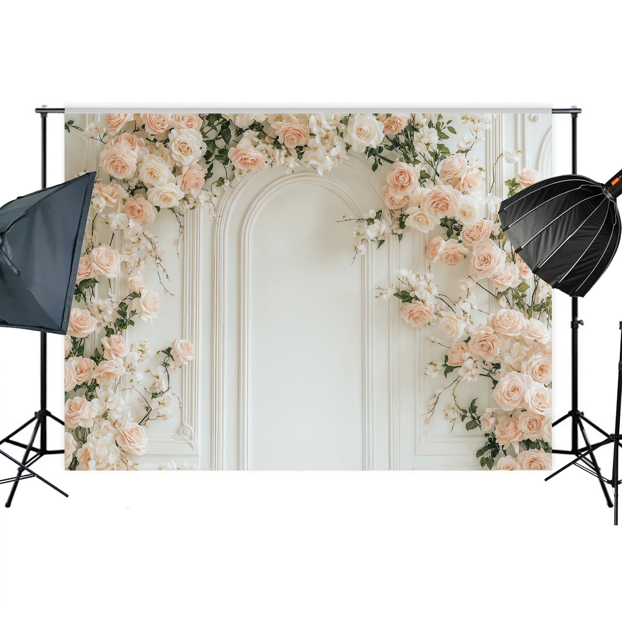 Classic White Panel Rose Arch Backdrop