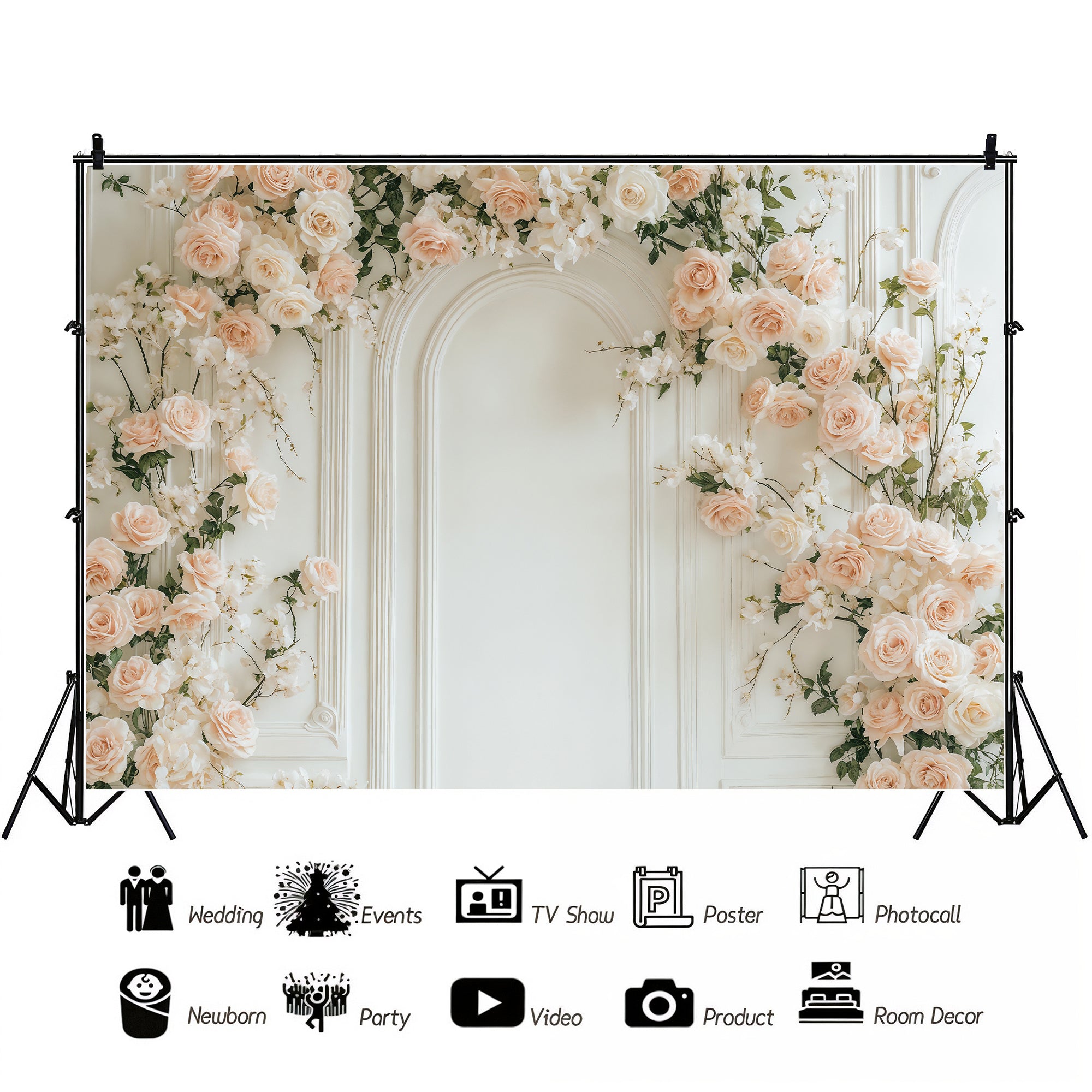 Classic White Panel Rose Arch Backdrop