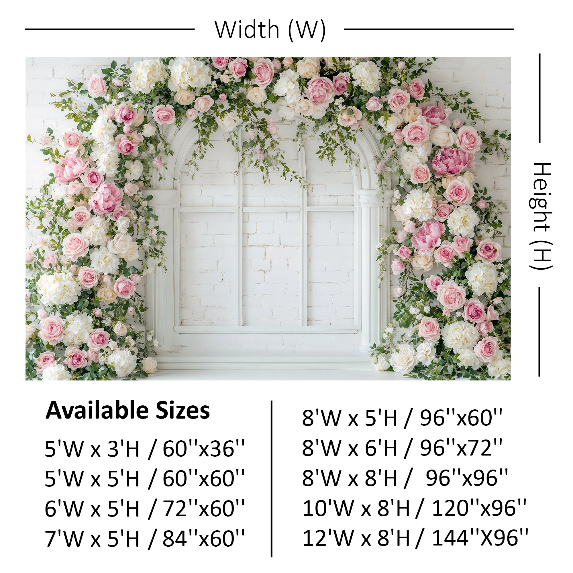 White Brick Window Floral Arch Backdrop