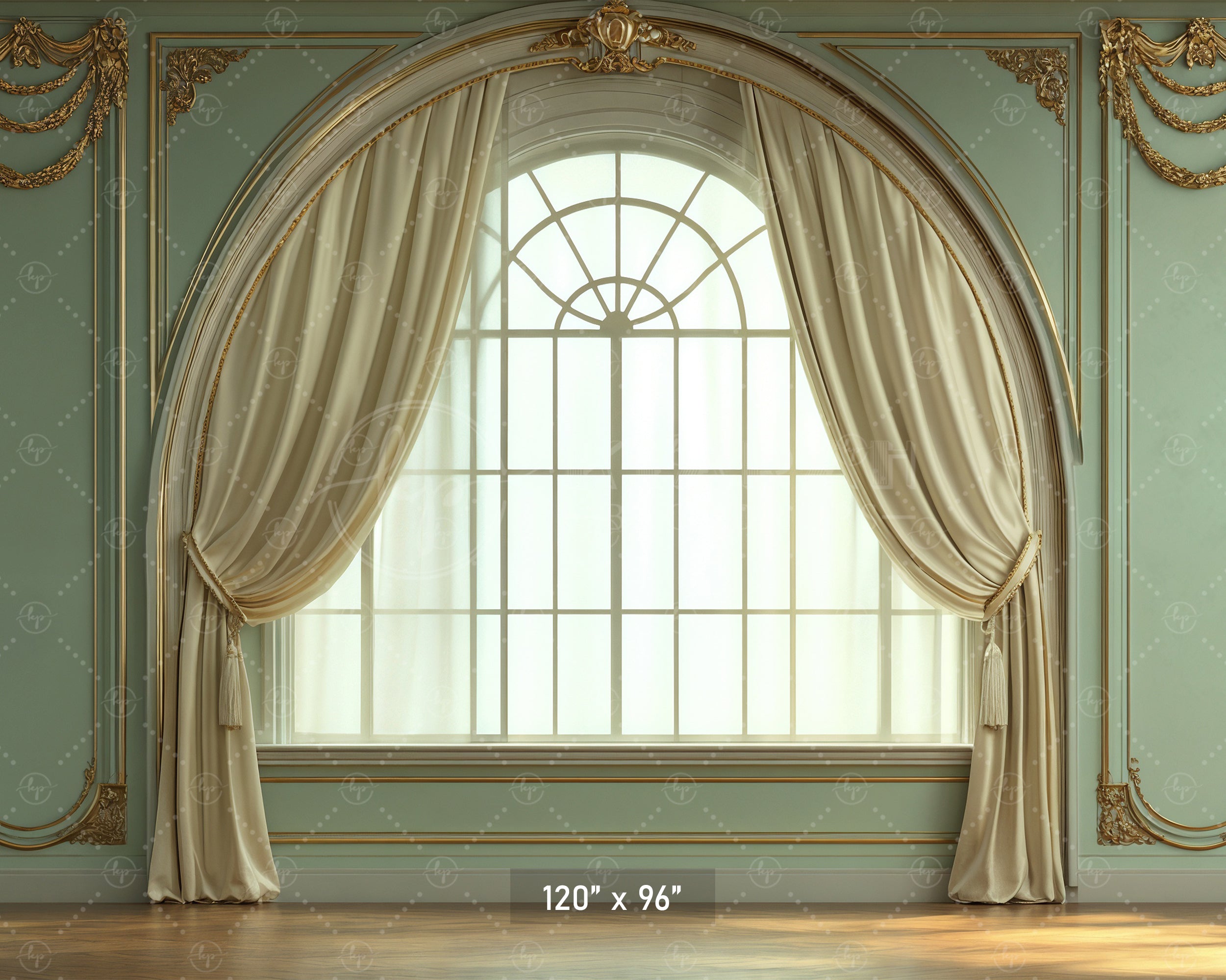 Regal Sage Green Window Arch Backdrop