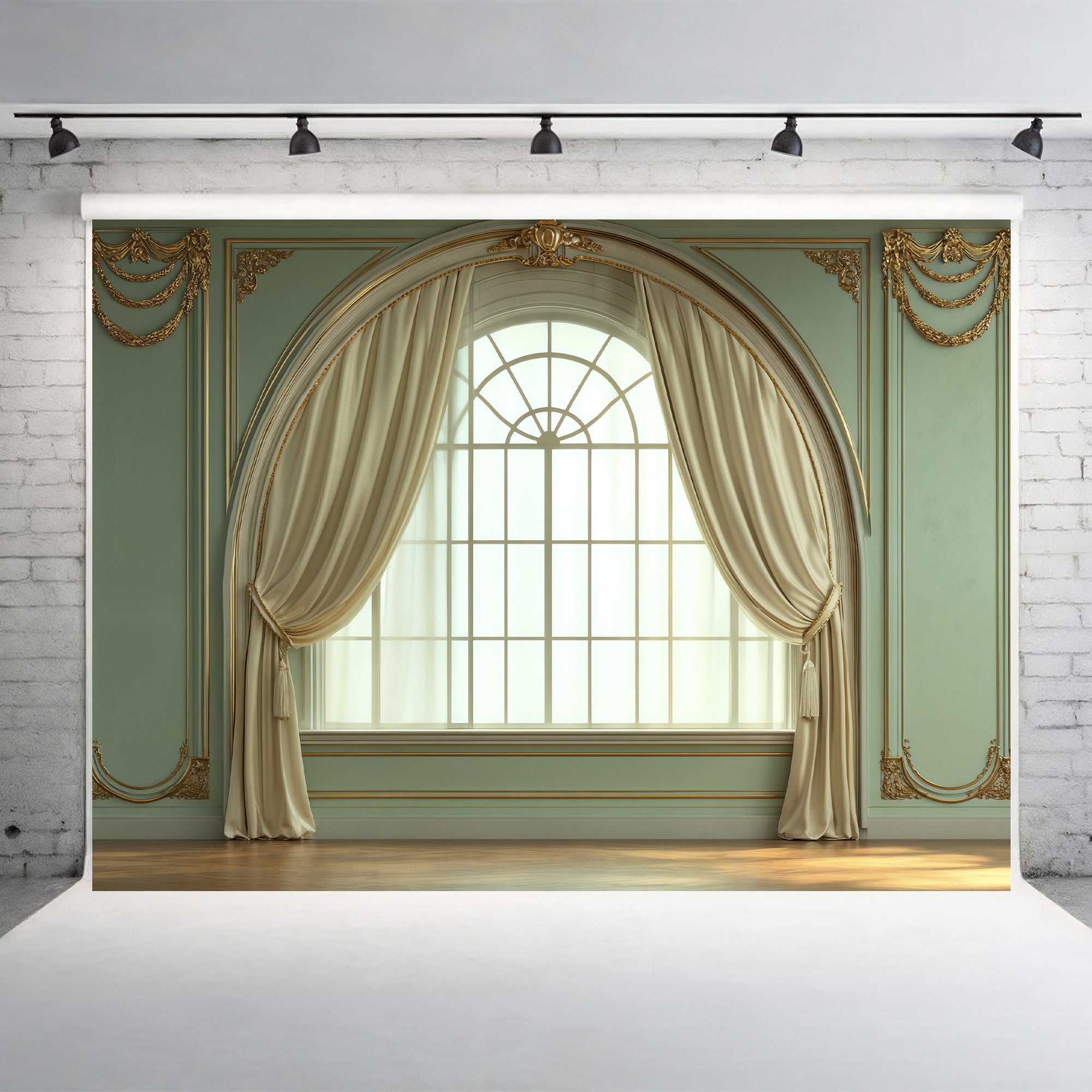 Regal Sage Green Window Arch Backdrop
