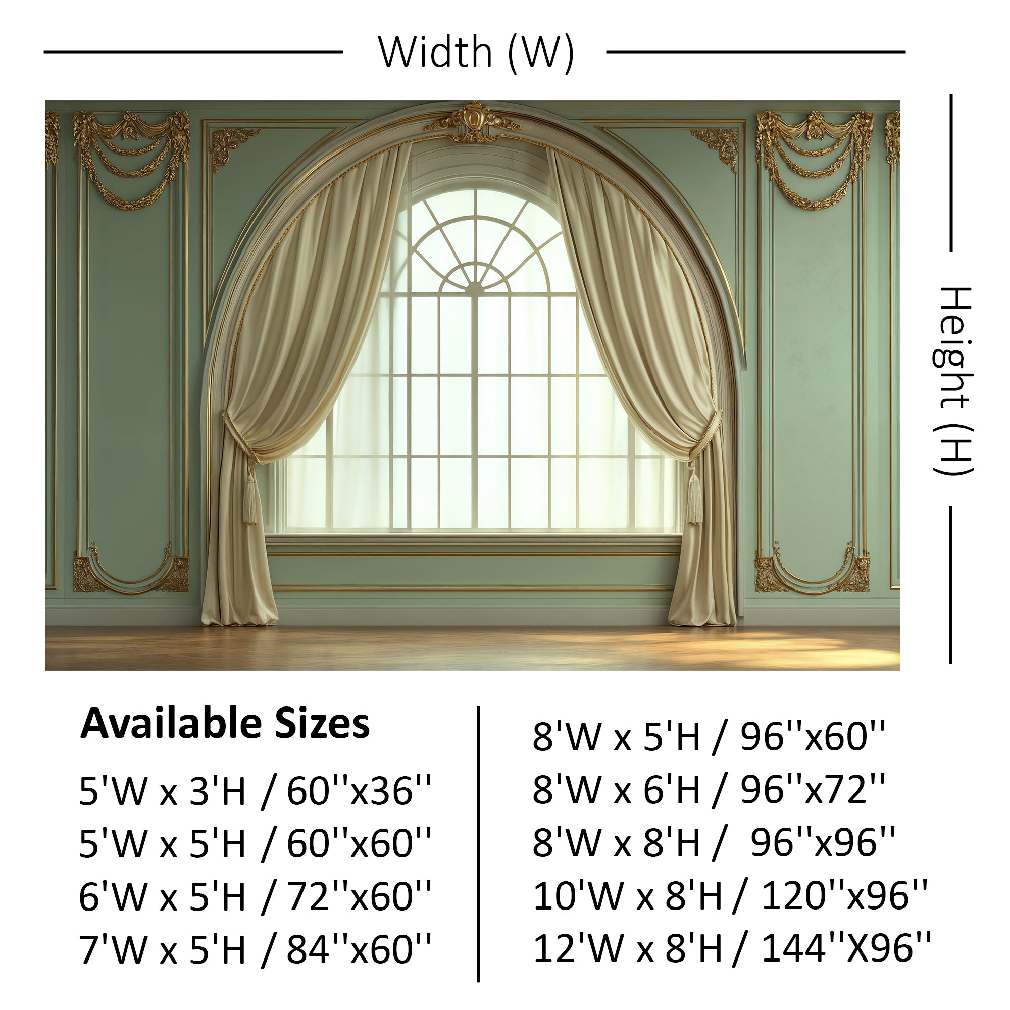 Regal Sage Green Window Arch Backdrop