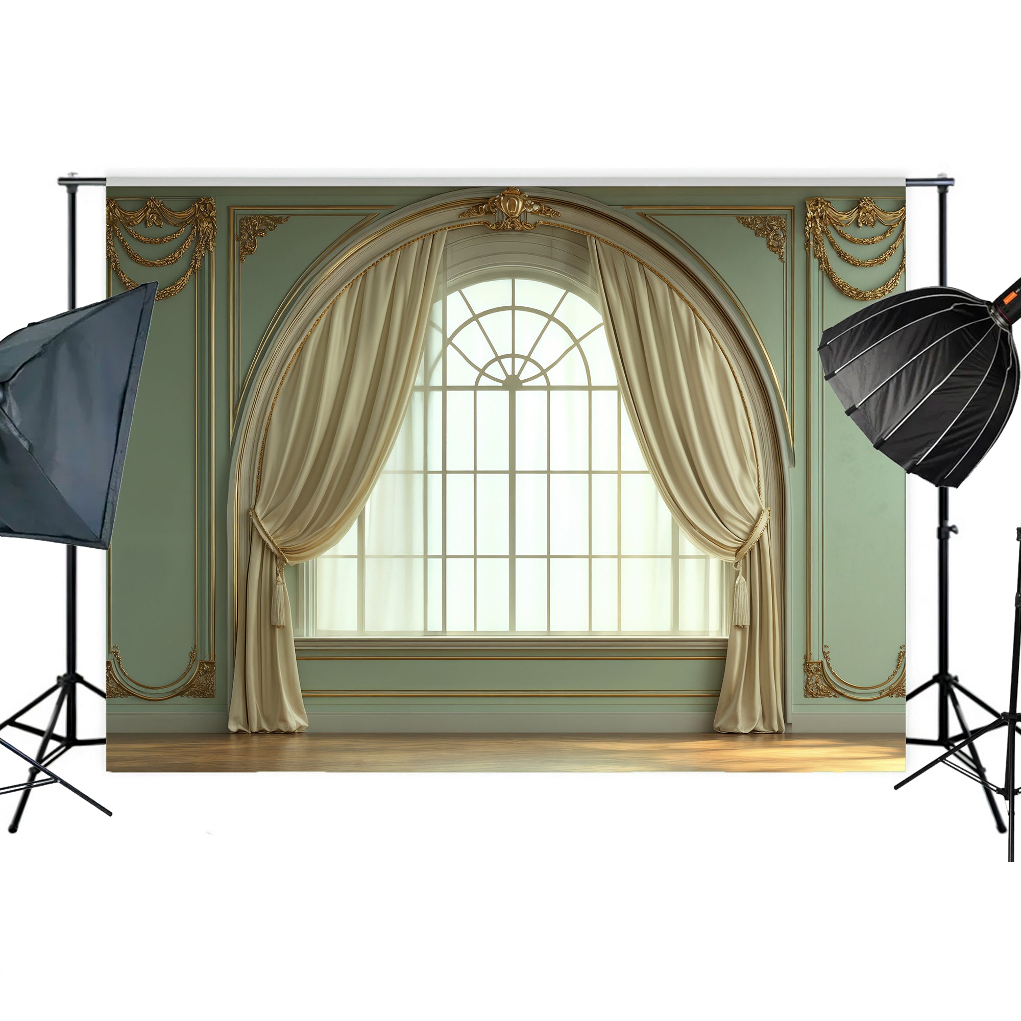 Regal Sage Green Window Arch Backdrop