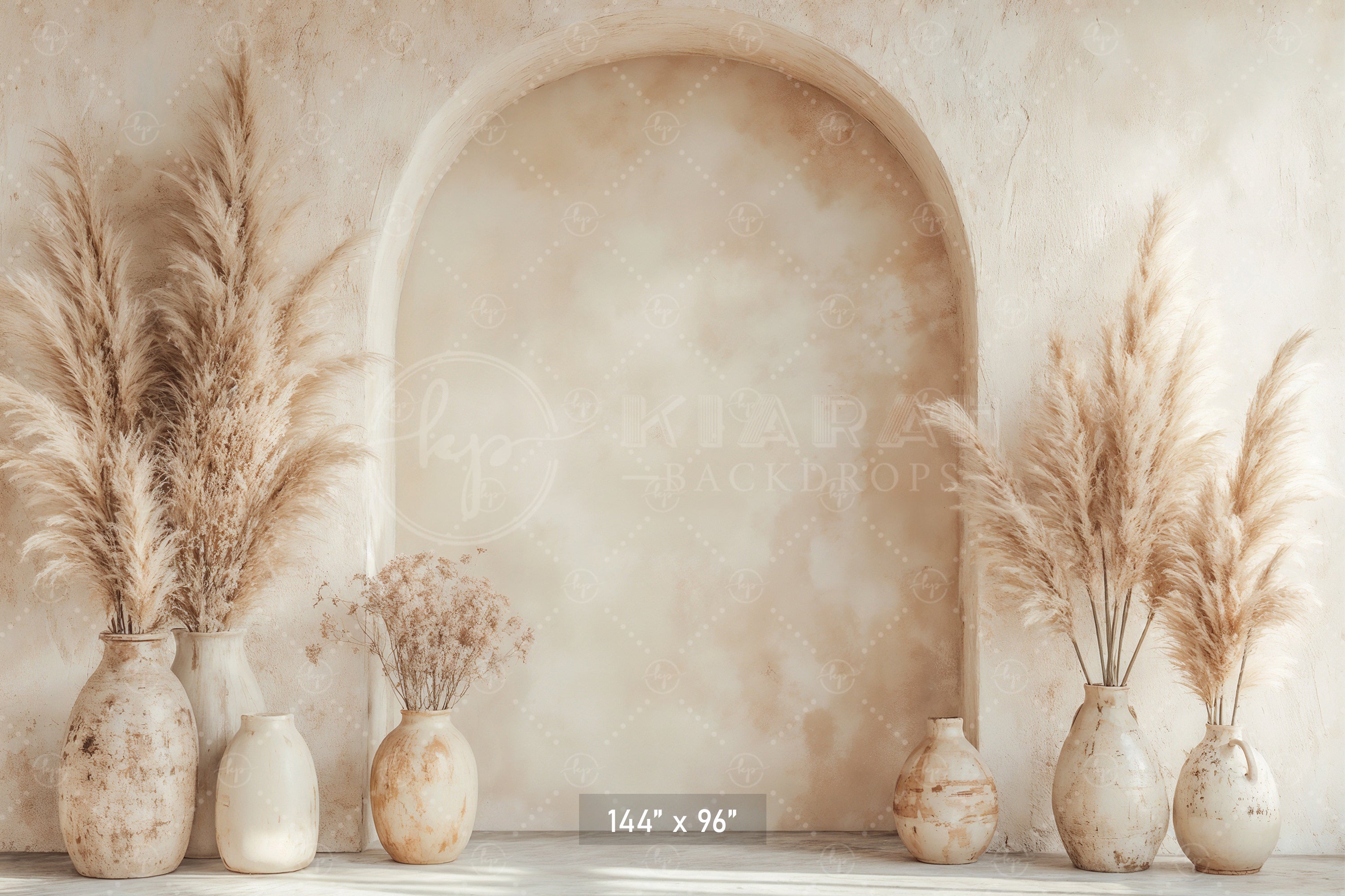 Boho Arch with Pampas Vases Backdrop