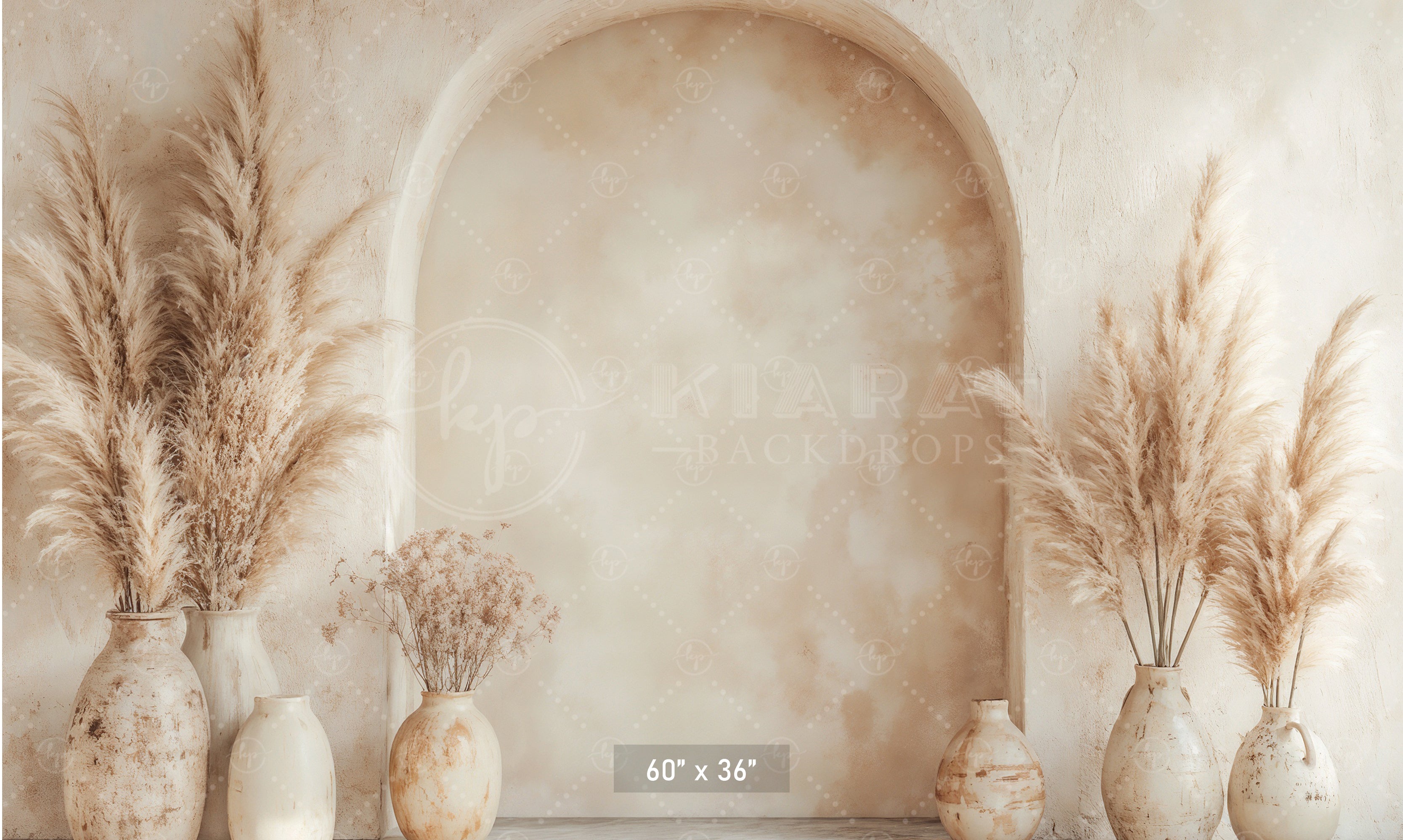 Boho Arch with Pampas Vases Backdrop