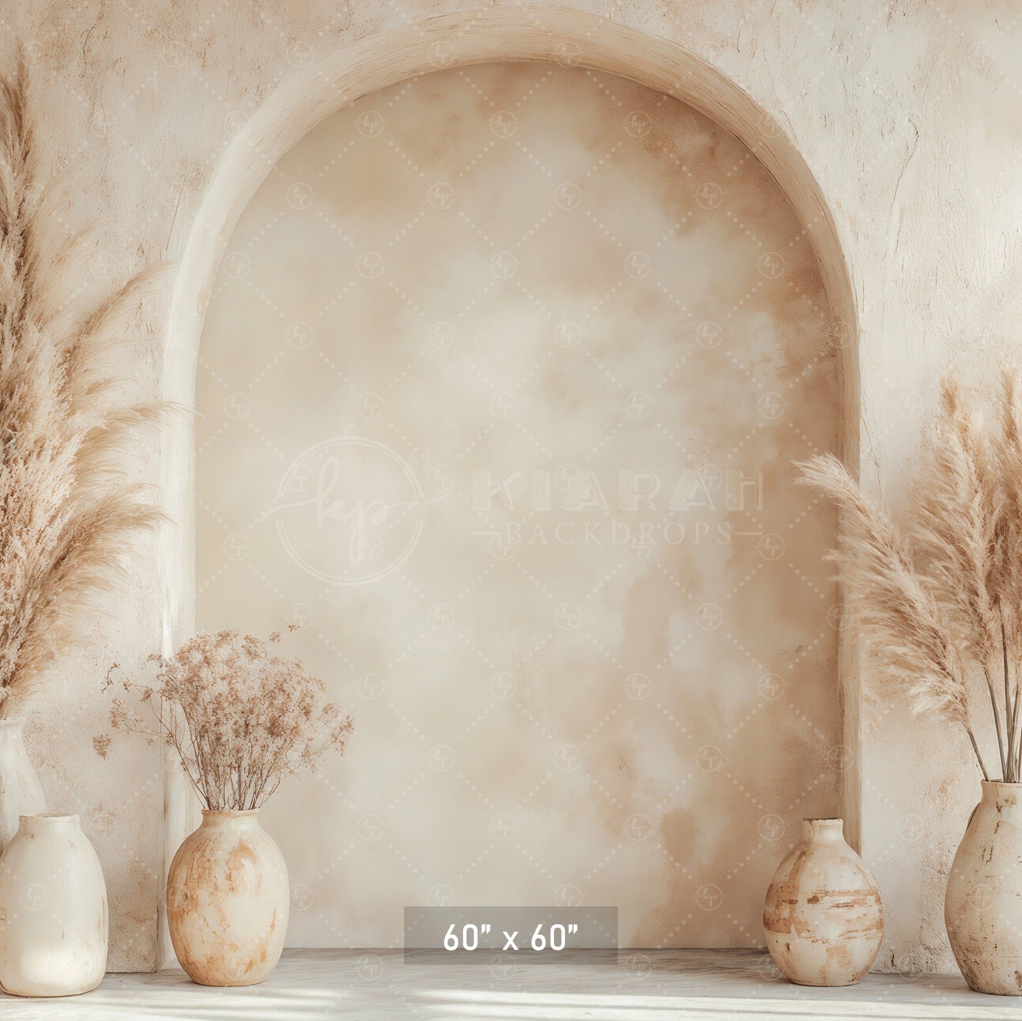 Boho Arch with Pampas Vases Backdrop