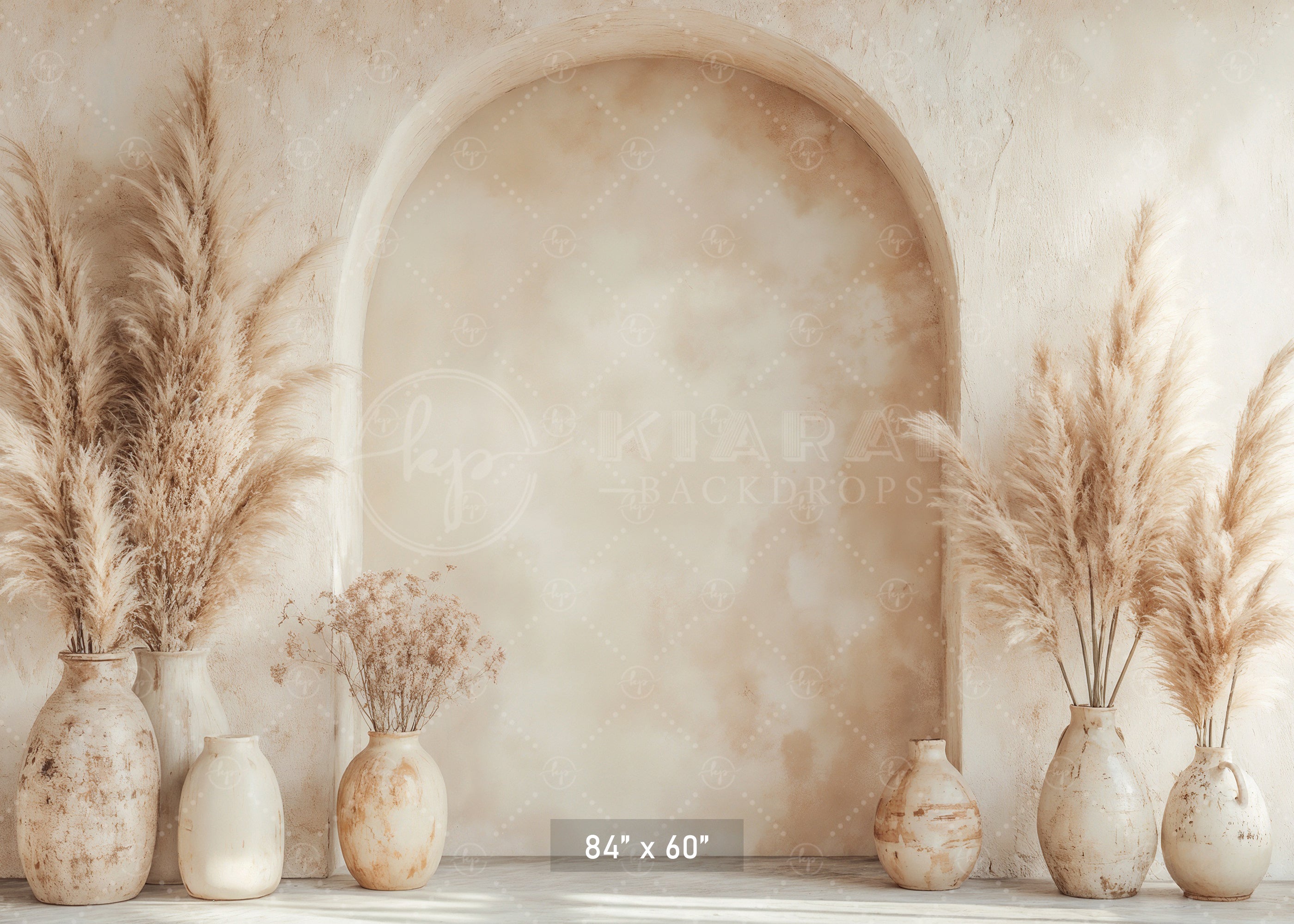Boho Arch with Pampas Vases Backdrop