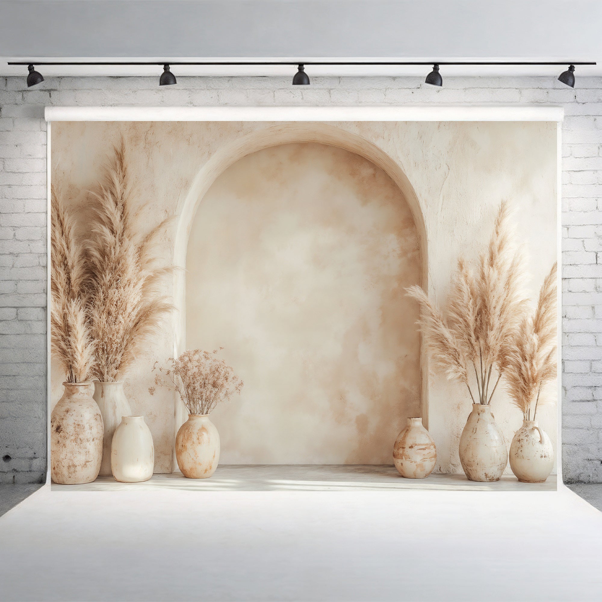 Boho Arch with Pampas Vases Backdrop