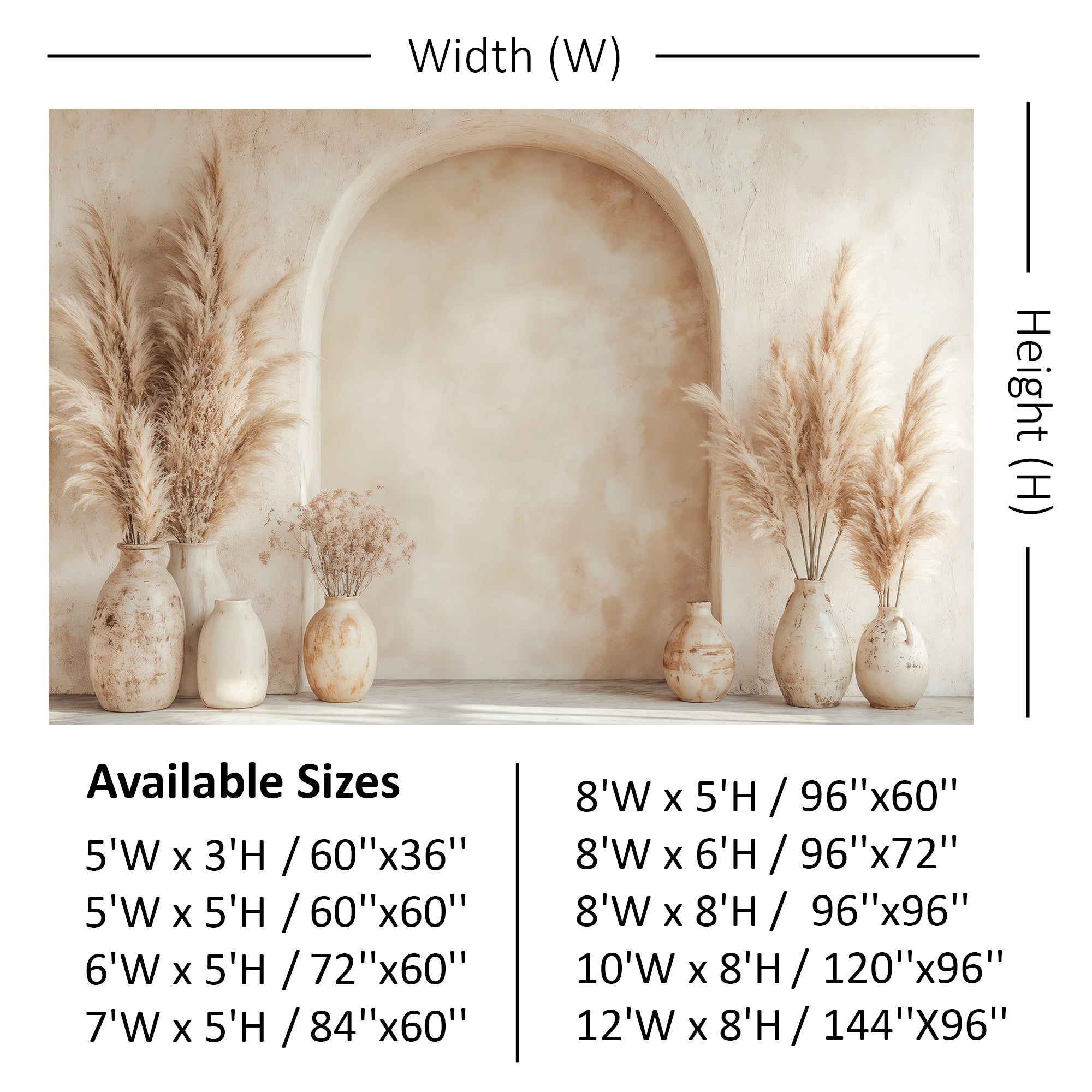 Boho Arch with Pampas Vases Backdrop