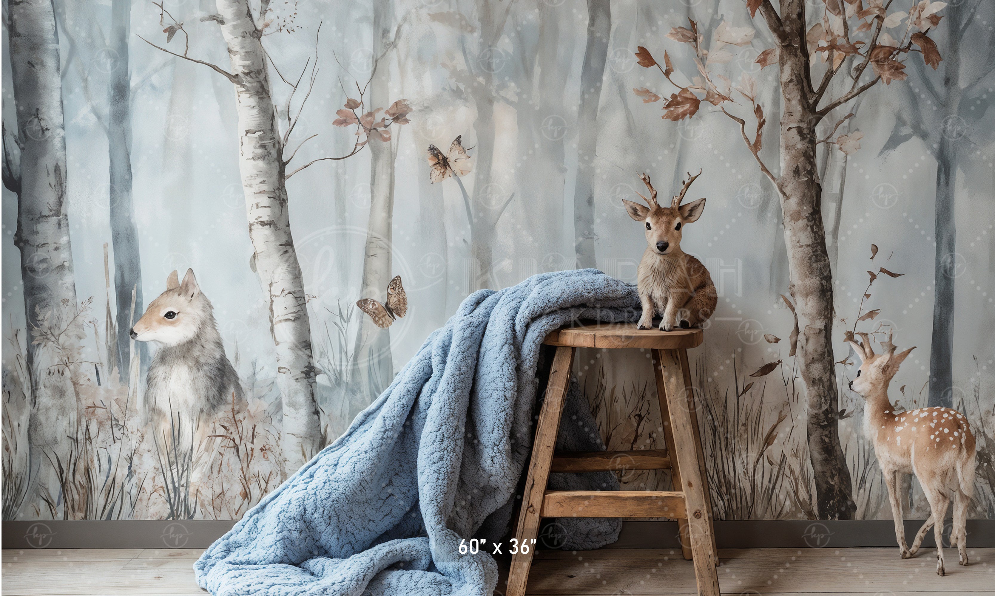 Painted Woodland Animals Backdrop