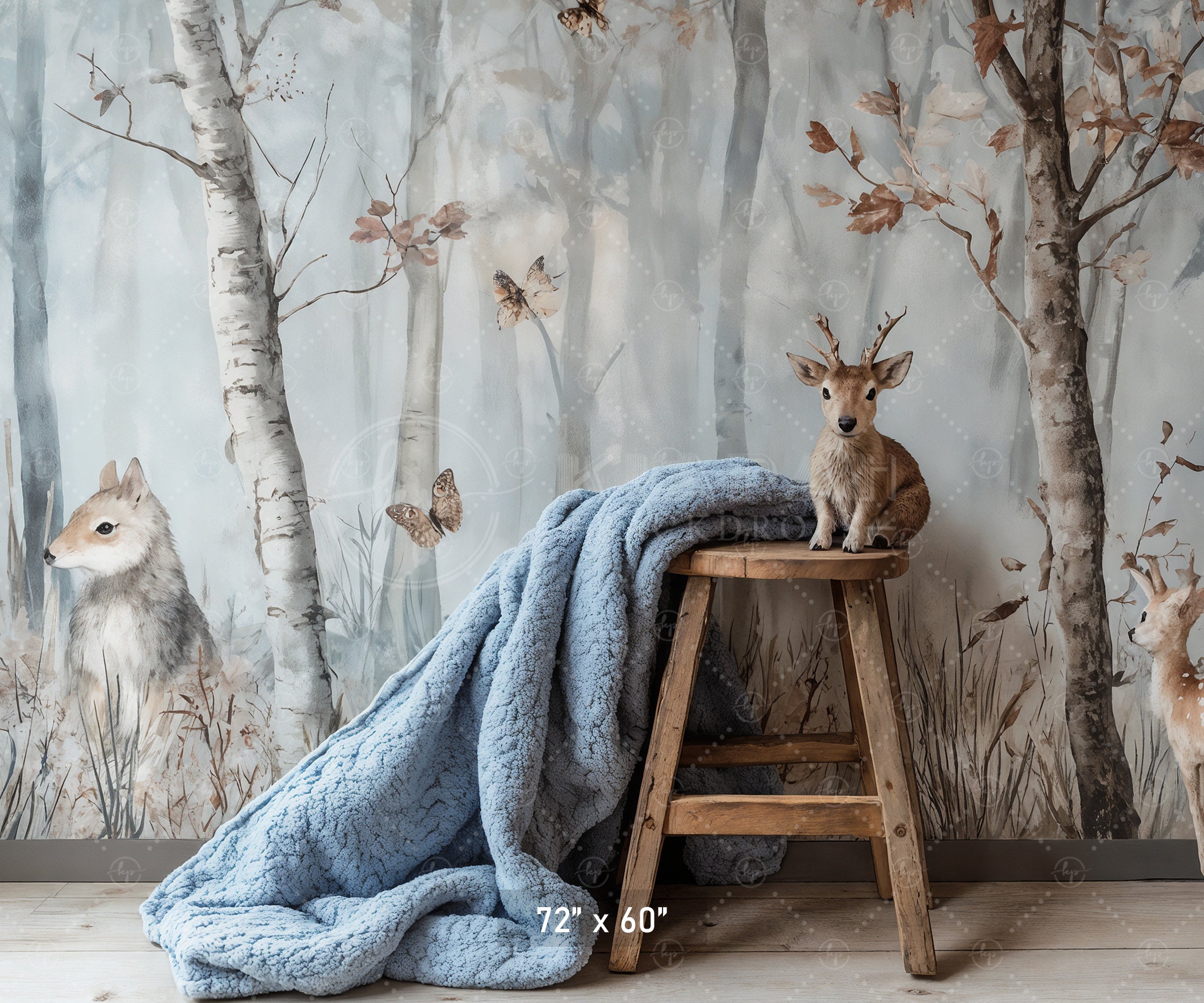 Painted Woodland Animals Backdrop
