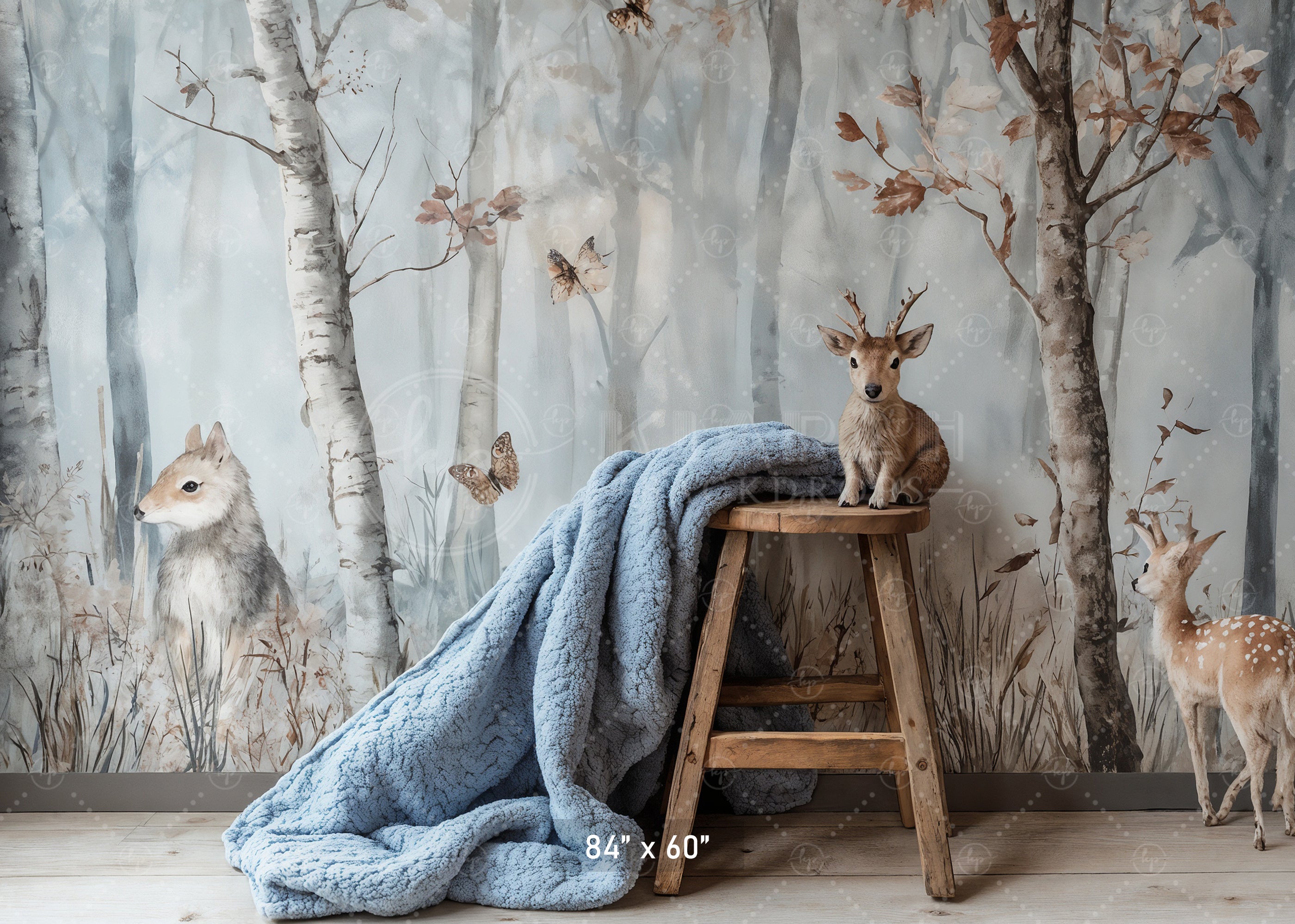 Painted Woodland Animals Backdrop