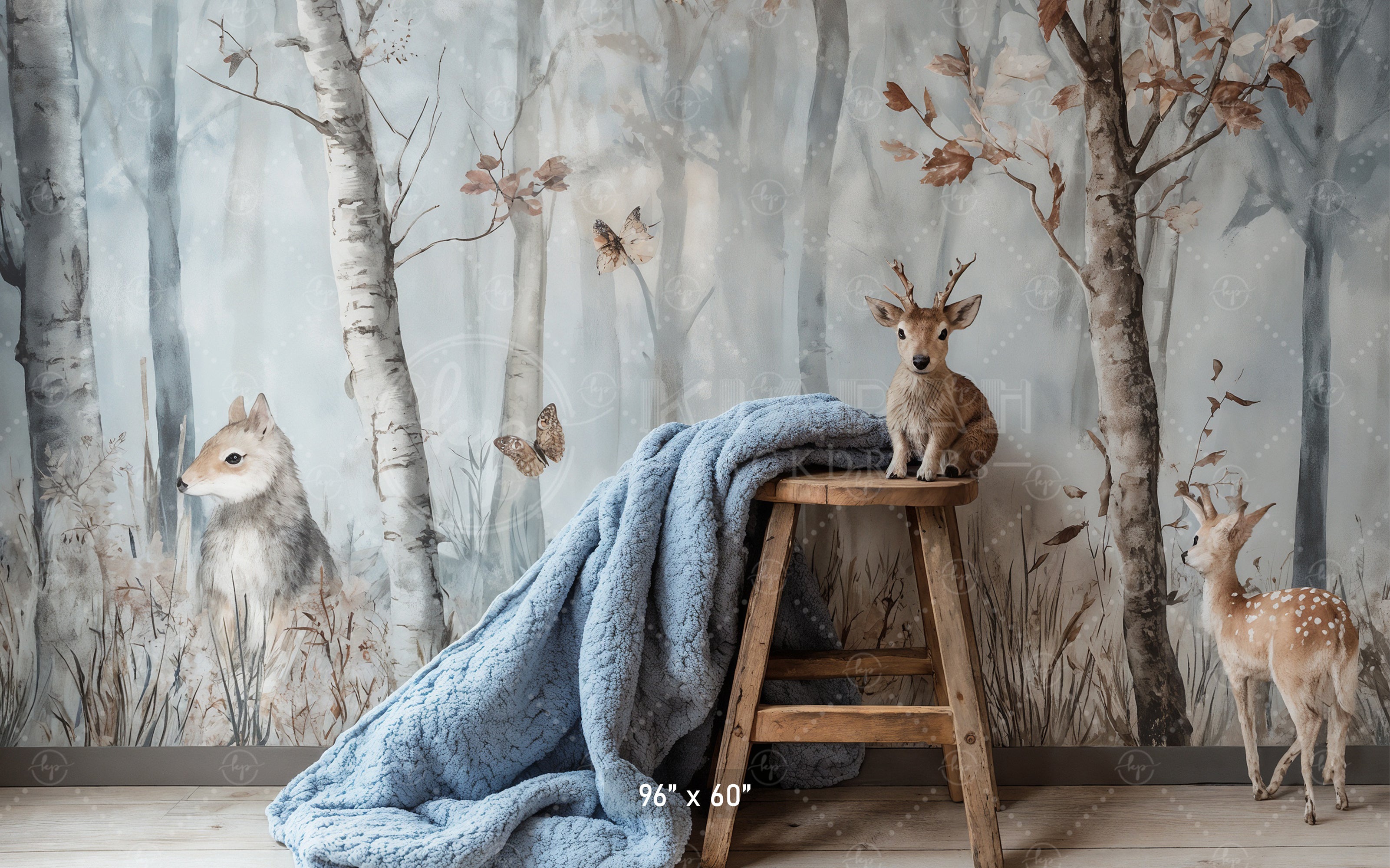 Painted Woodland Animals Backdrop