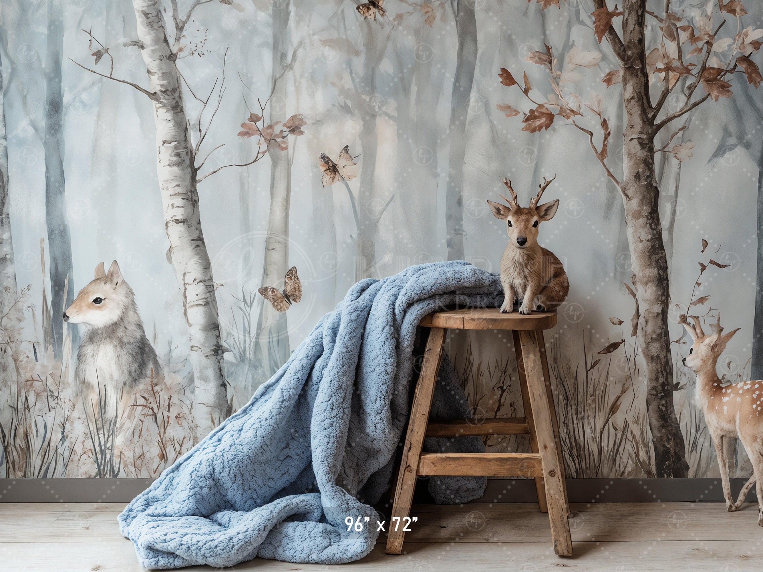 Painted Woodland Animals Backdrop