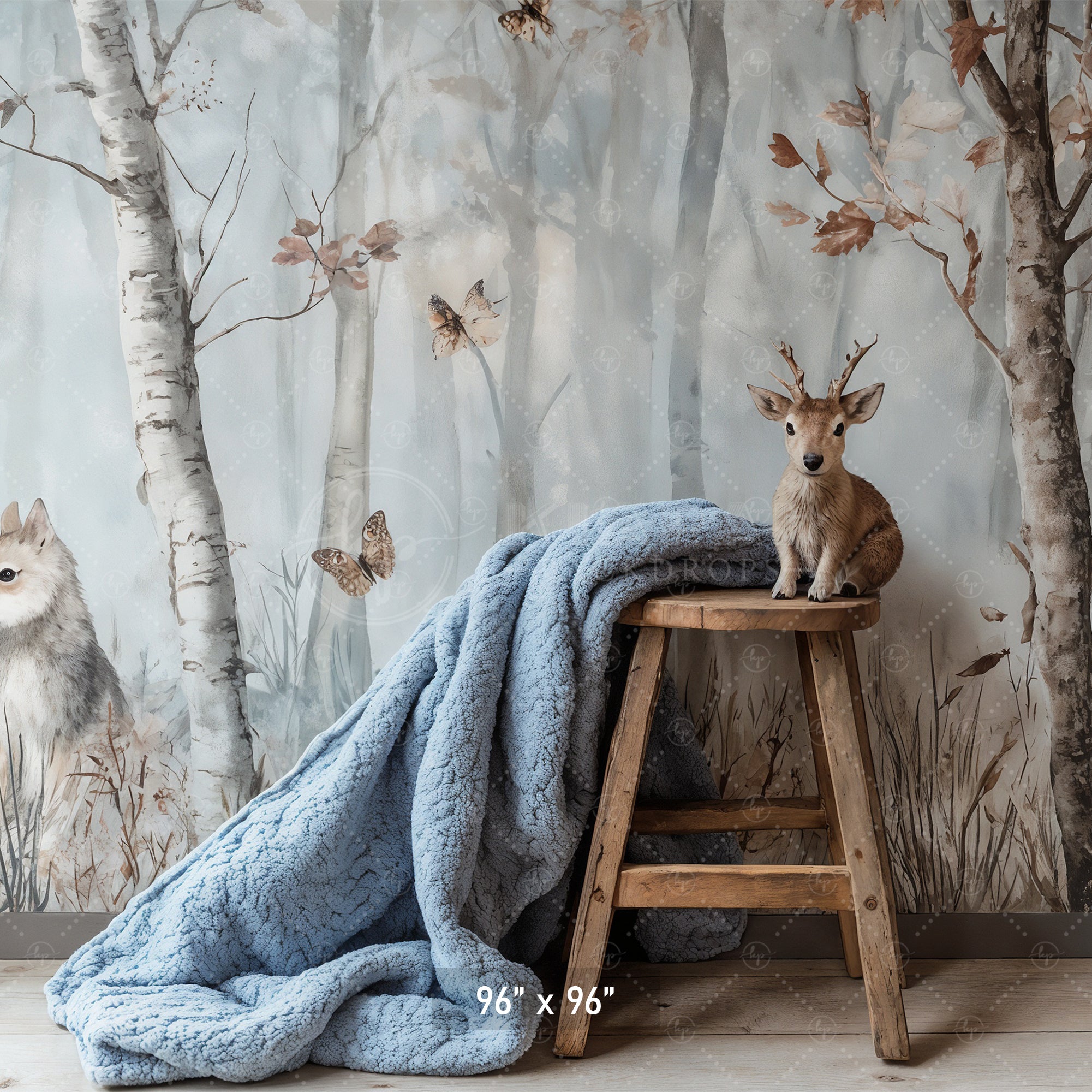 Painted Woodland Animals Backdrop