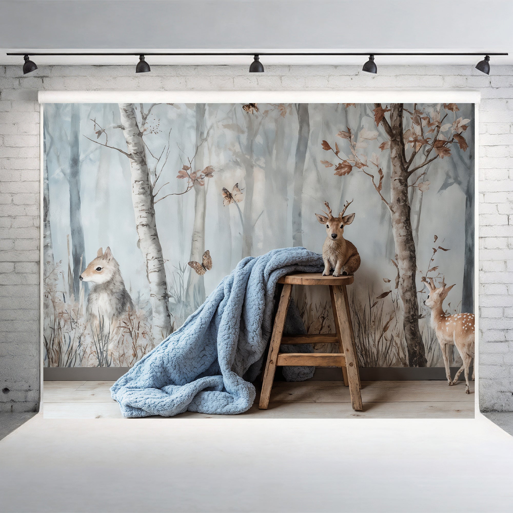Painted Woodland Animals Backdrop