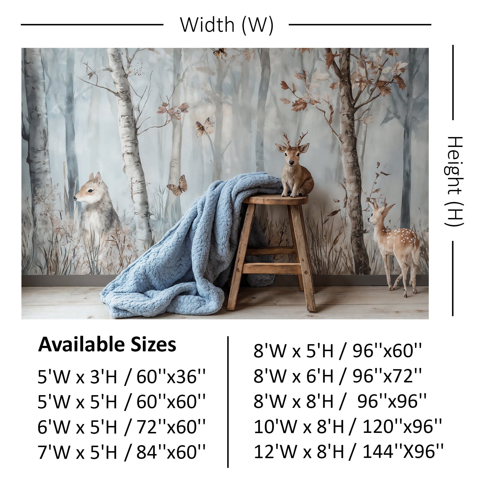Painted Woodland Animals Backdrop