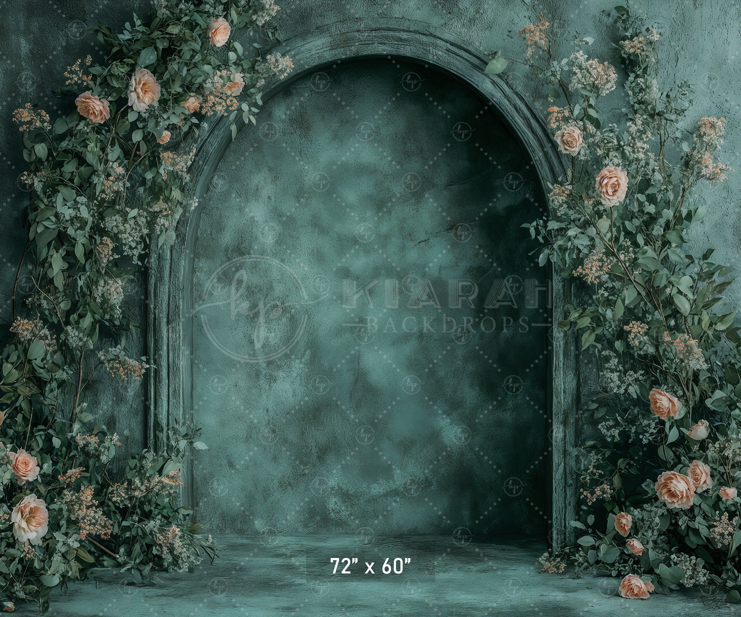 Moody Teal Arch with Roses Backdrop