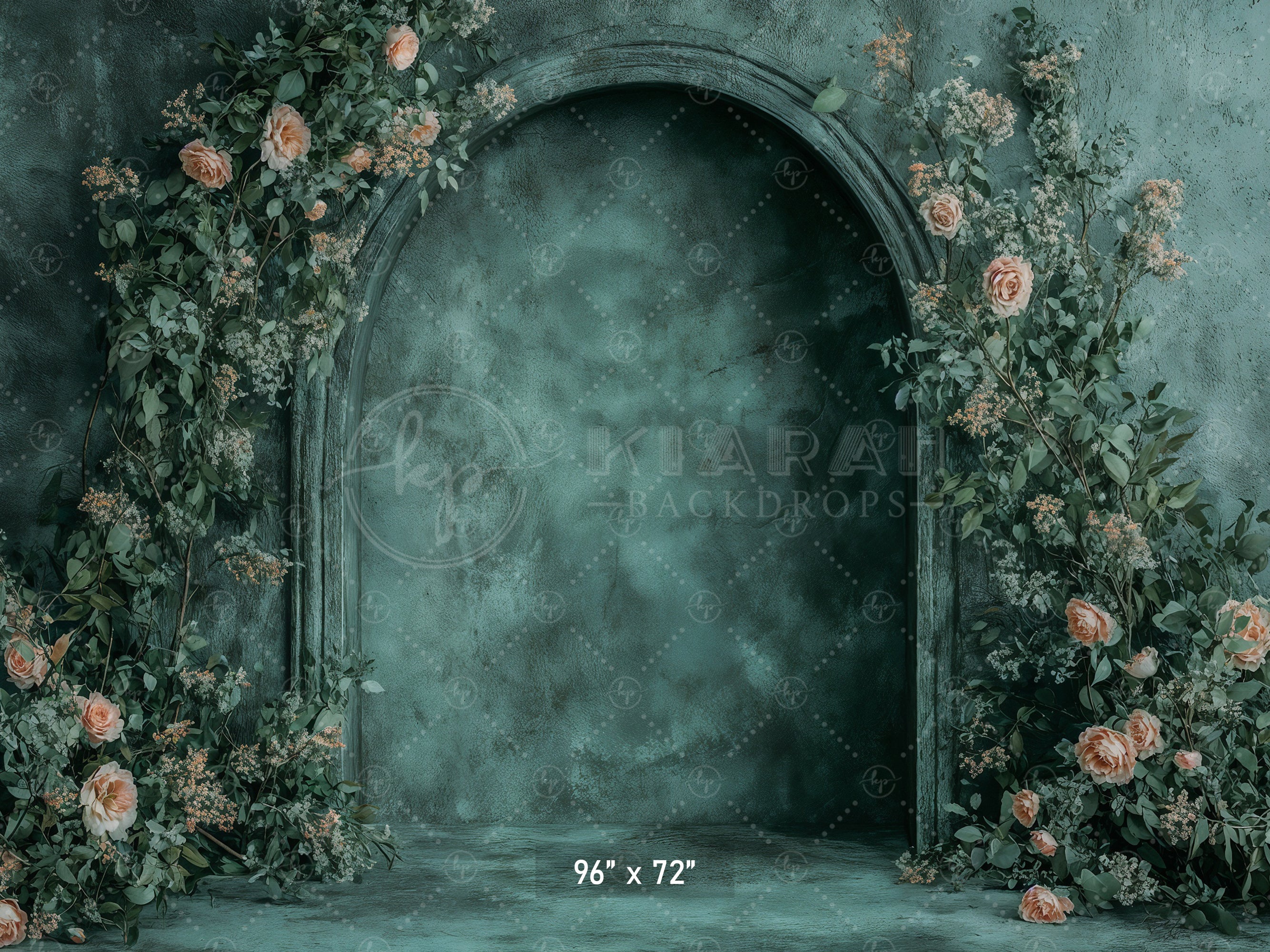 Moody Teal Arch with Roses Backdrop