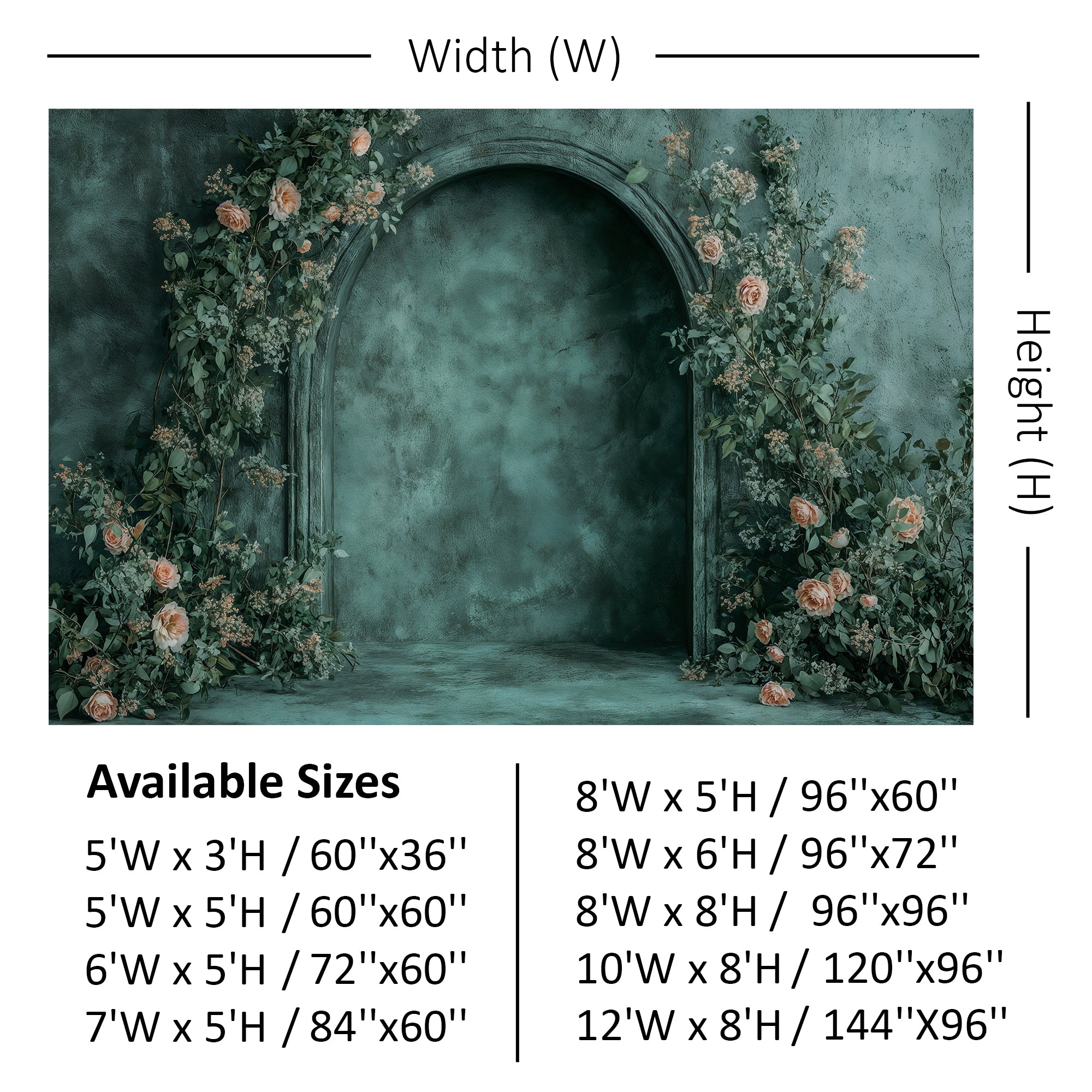 Moody Teal Arch with Roses Backdrop