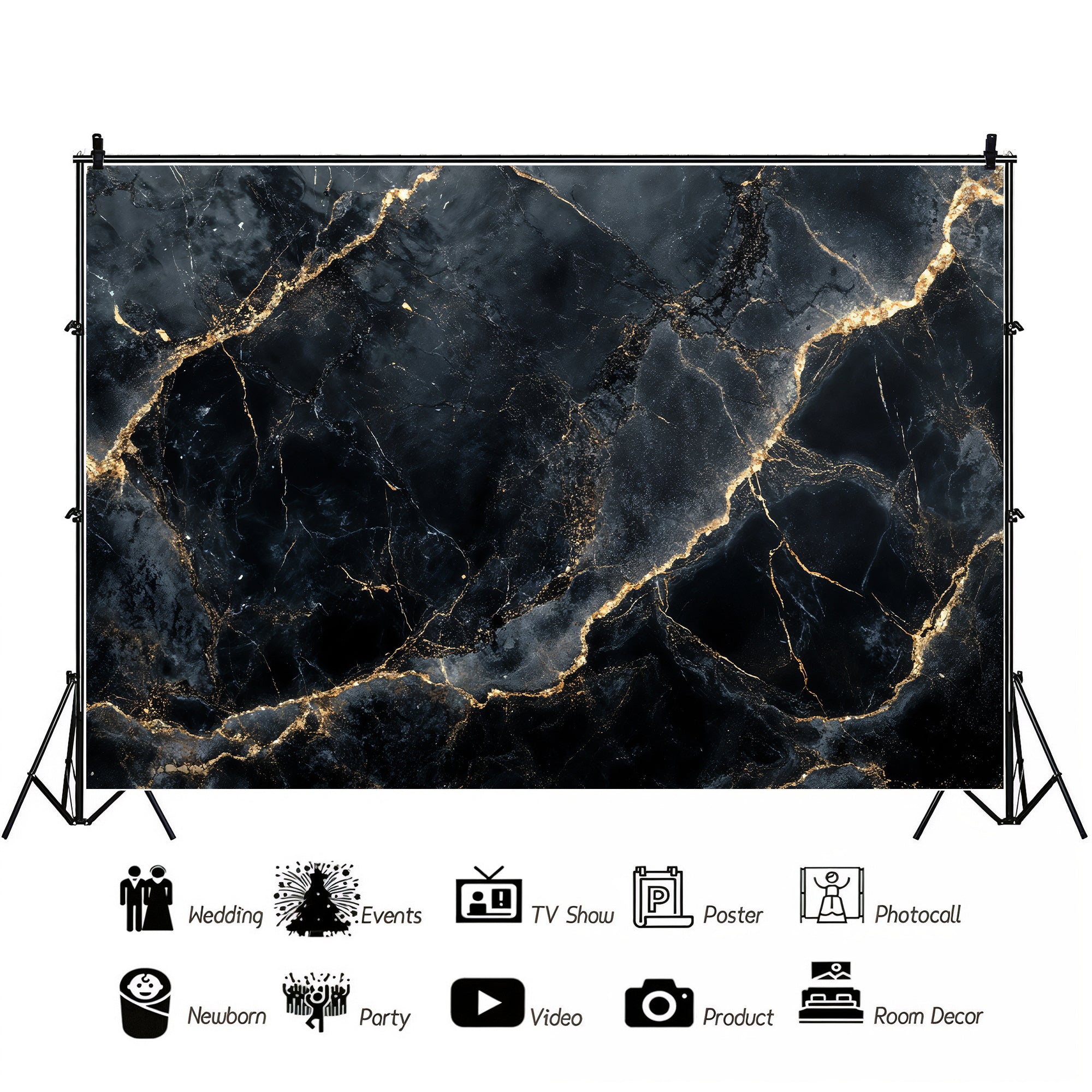 Luxury Black & Gold Marble Backdrop
