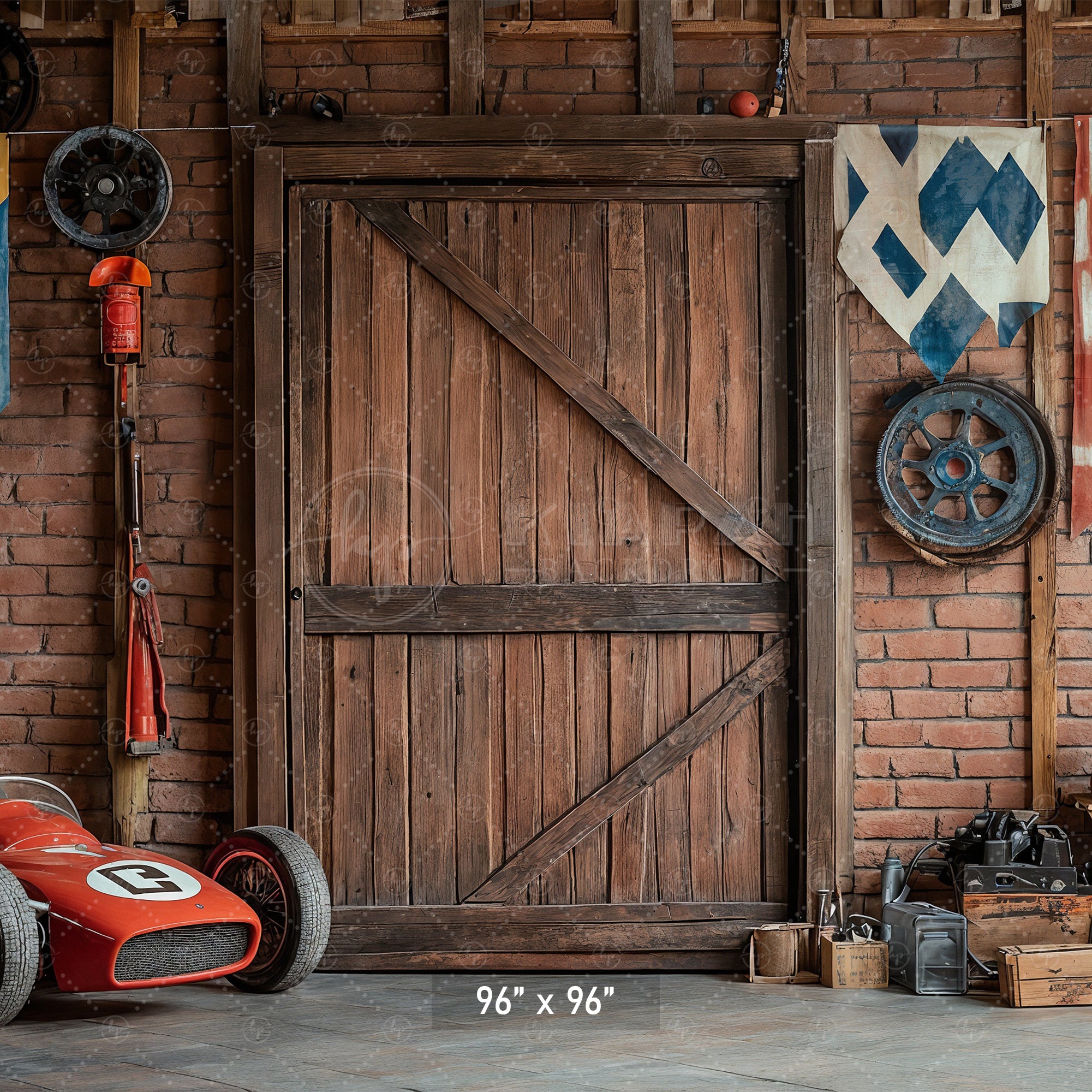 Vintage Racing Garage Backdrop