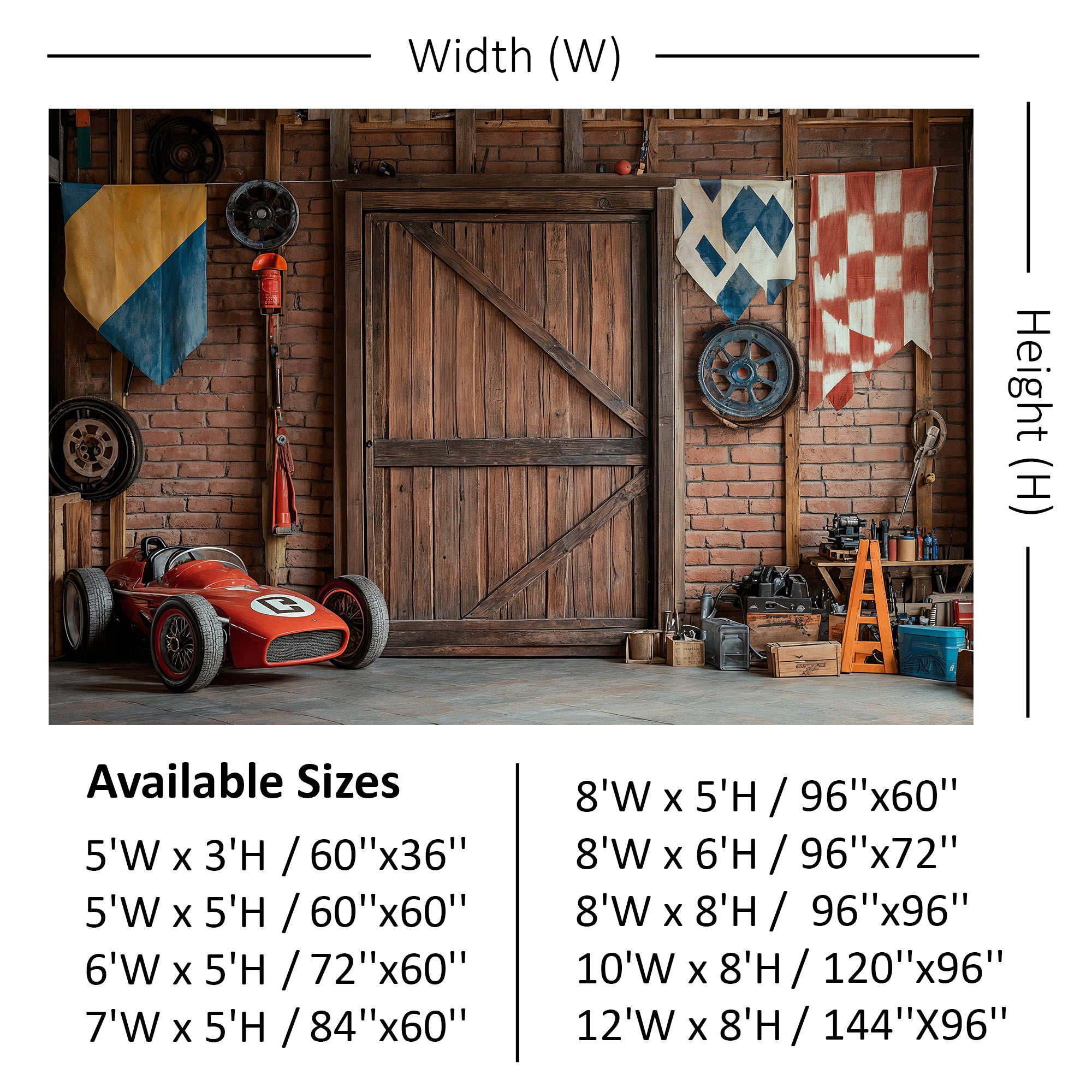 Vintage Racing Garage Backdrop