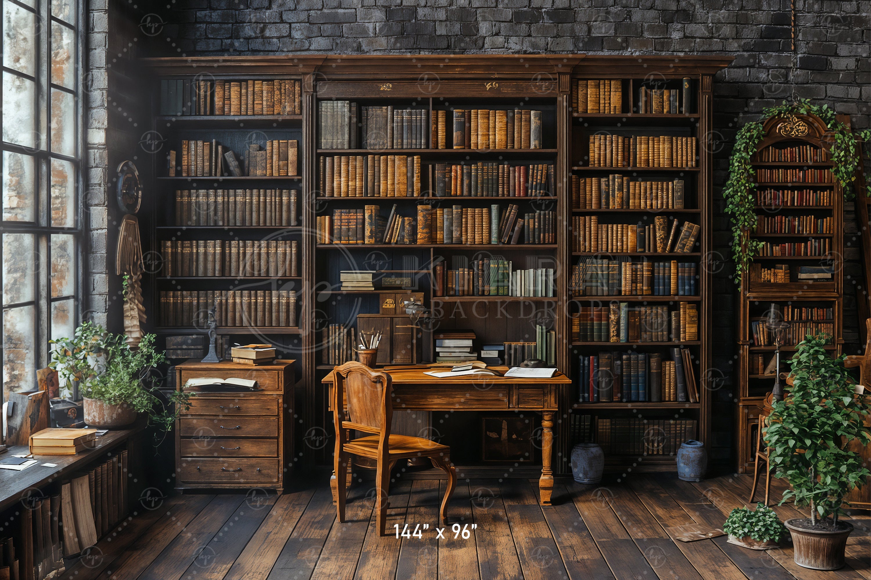 Vintage Library Study Backdrop