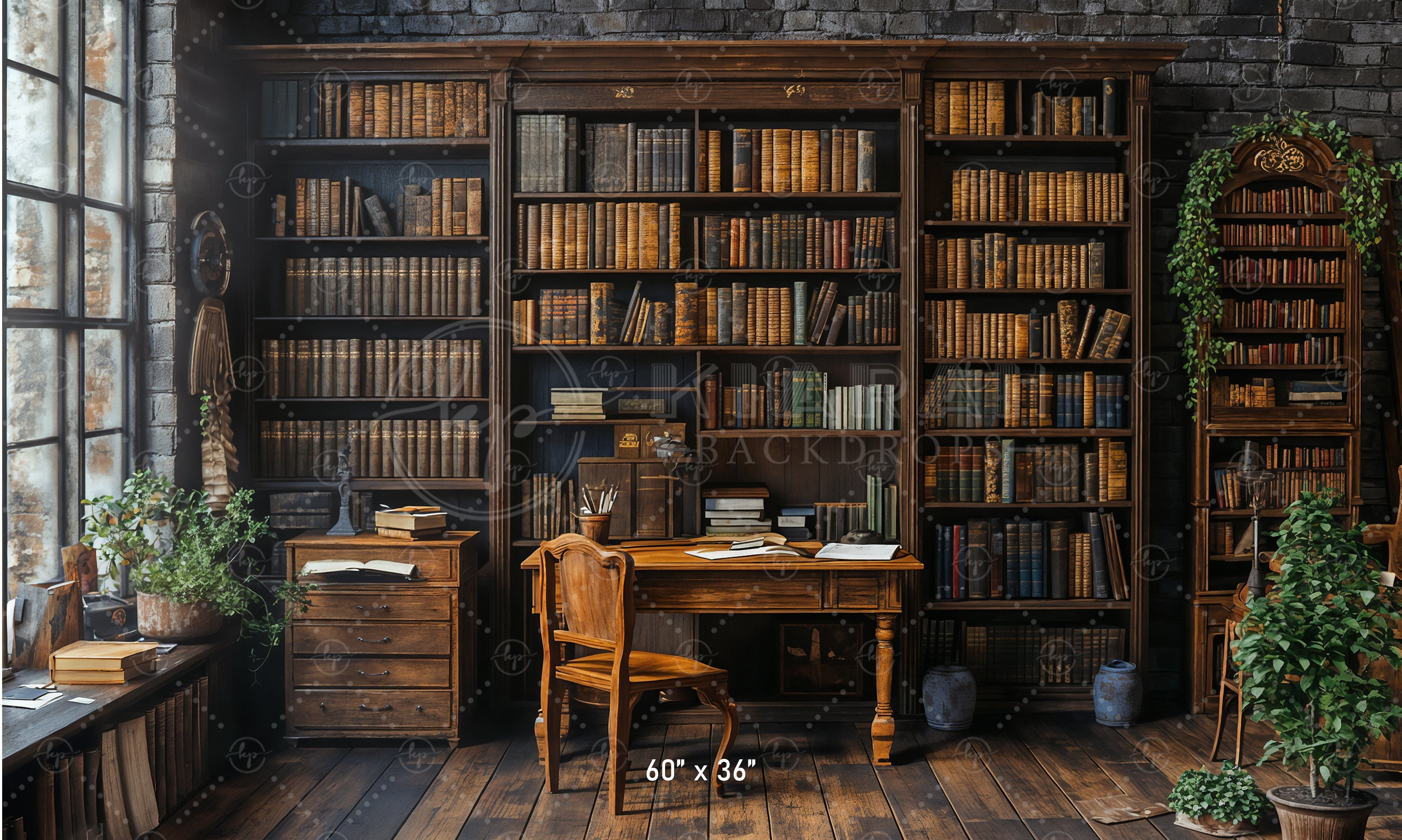 Vintage Library Study Backdrop