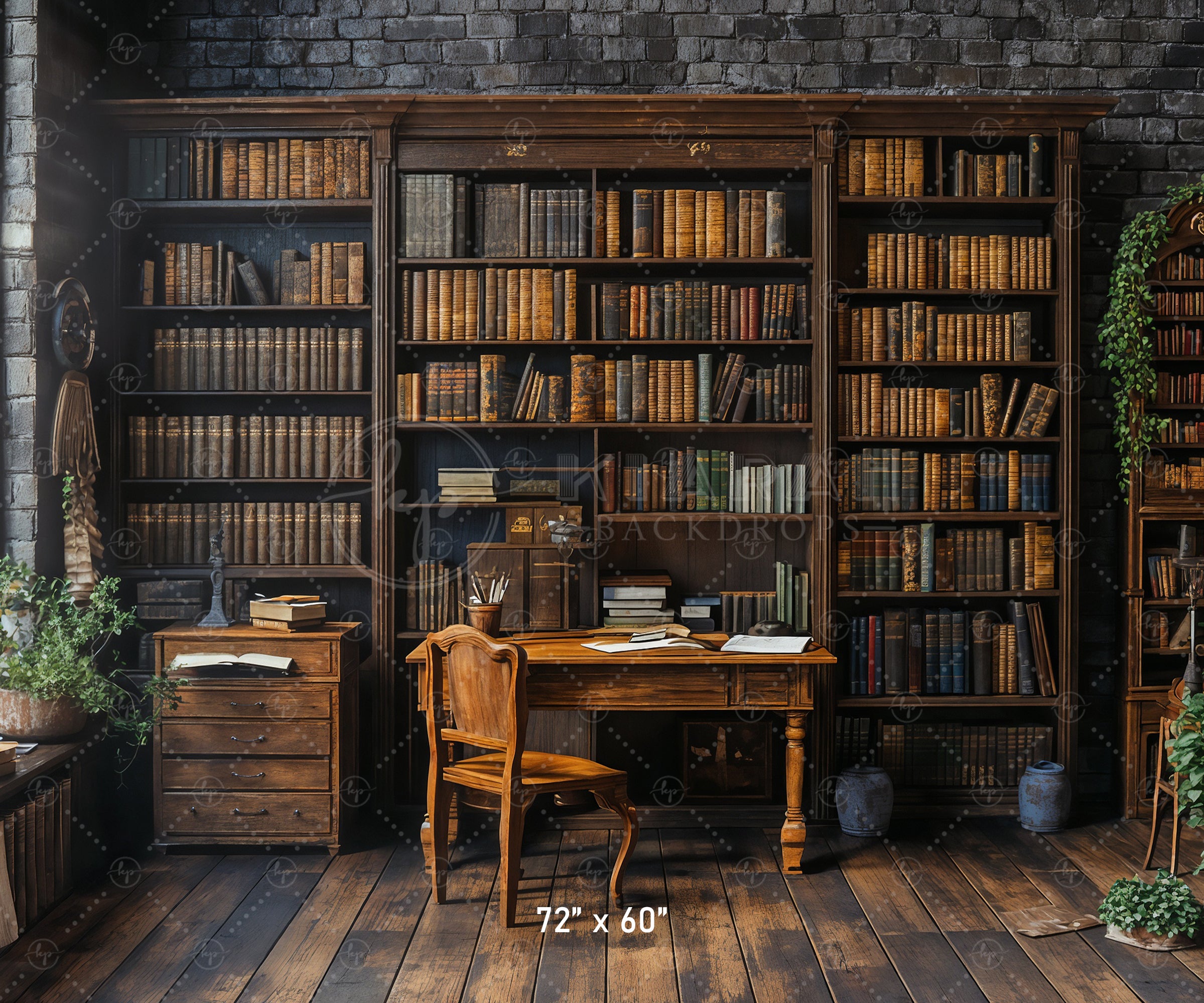 Vintage Library Study Backdrop