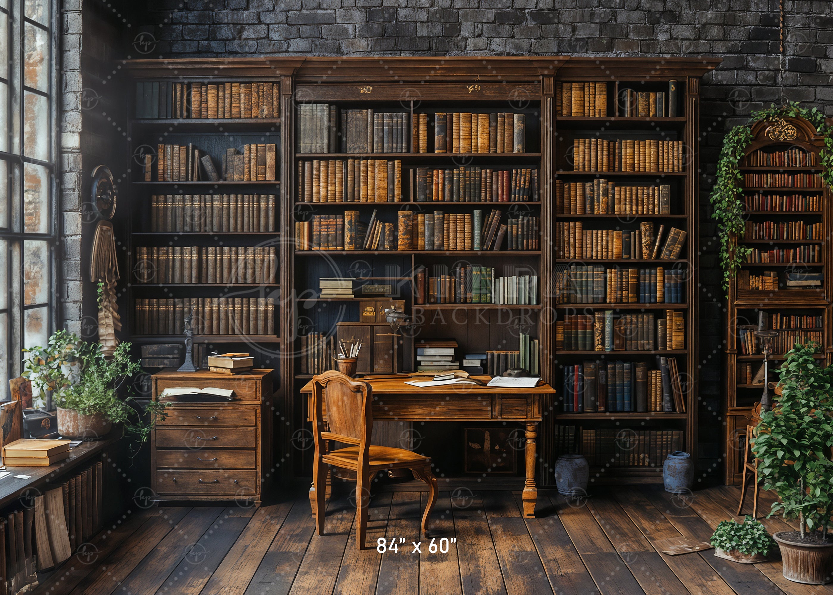 Vintage Library Study Backdrop