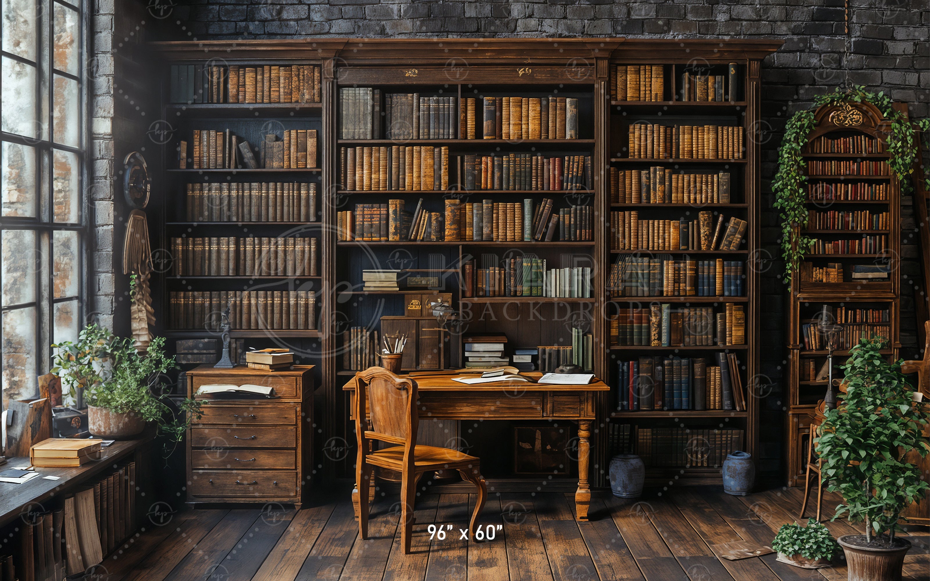 Vintage Library Study Backdrop