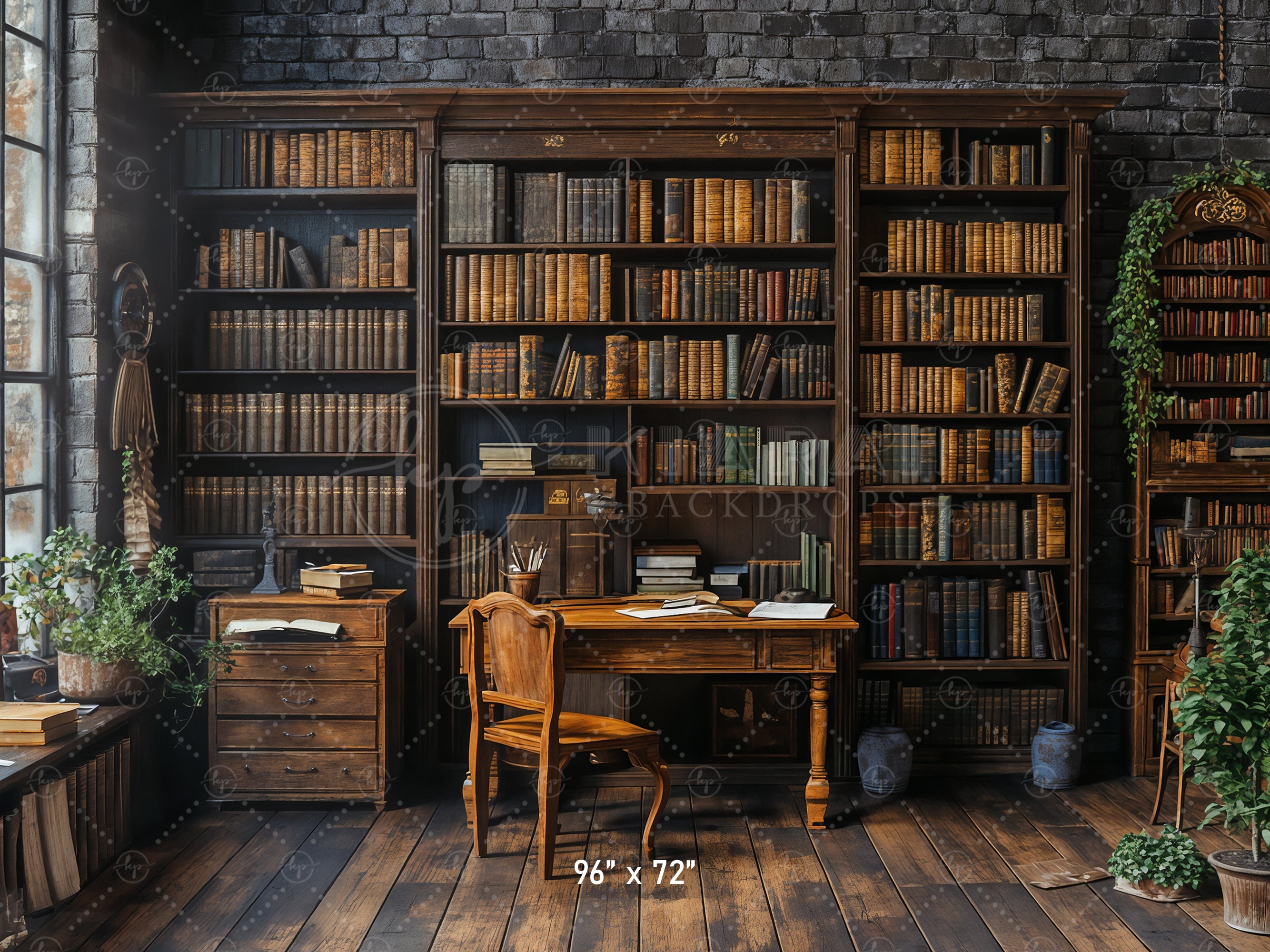 Vintage Library Study Backdrop