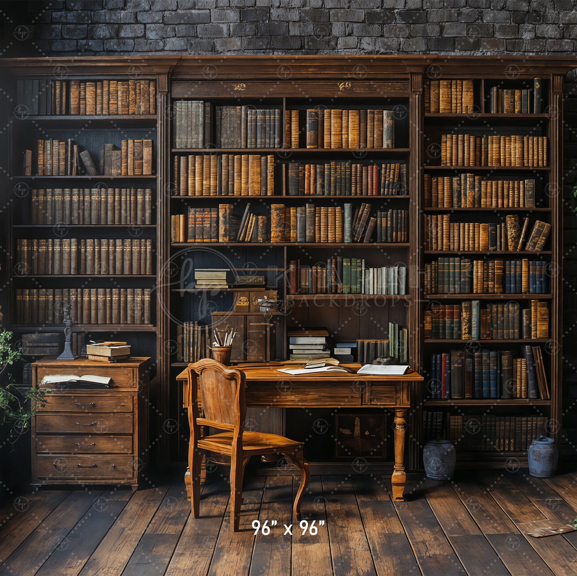 Vintage Library Study Backdrop