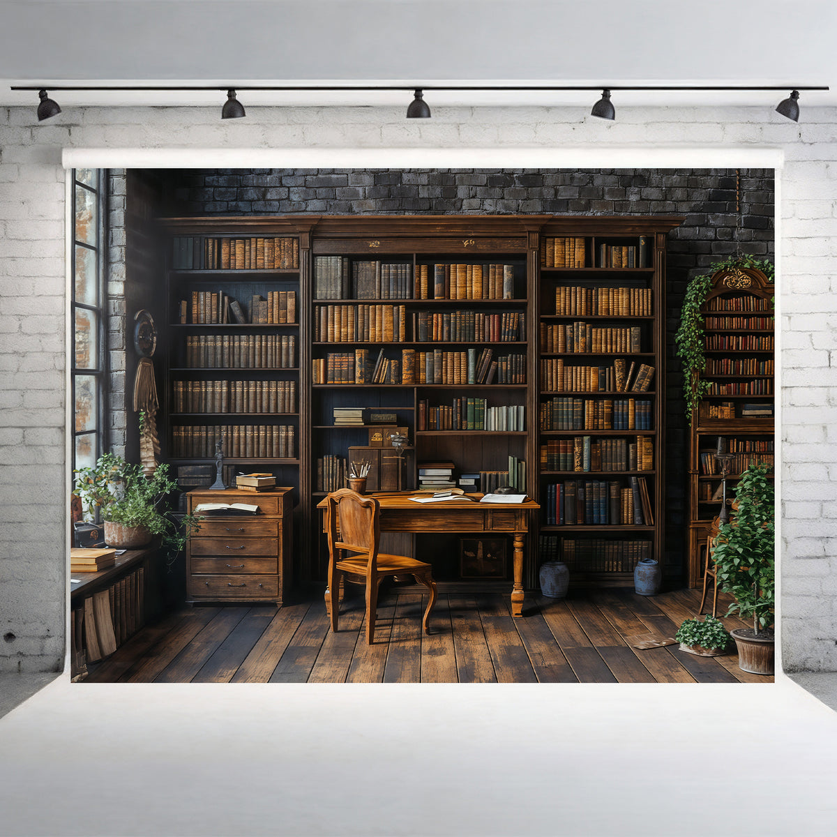 Vintage Library Study Backdrop – Kiarah Backdrops