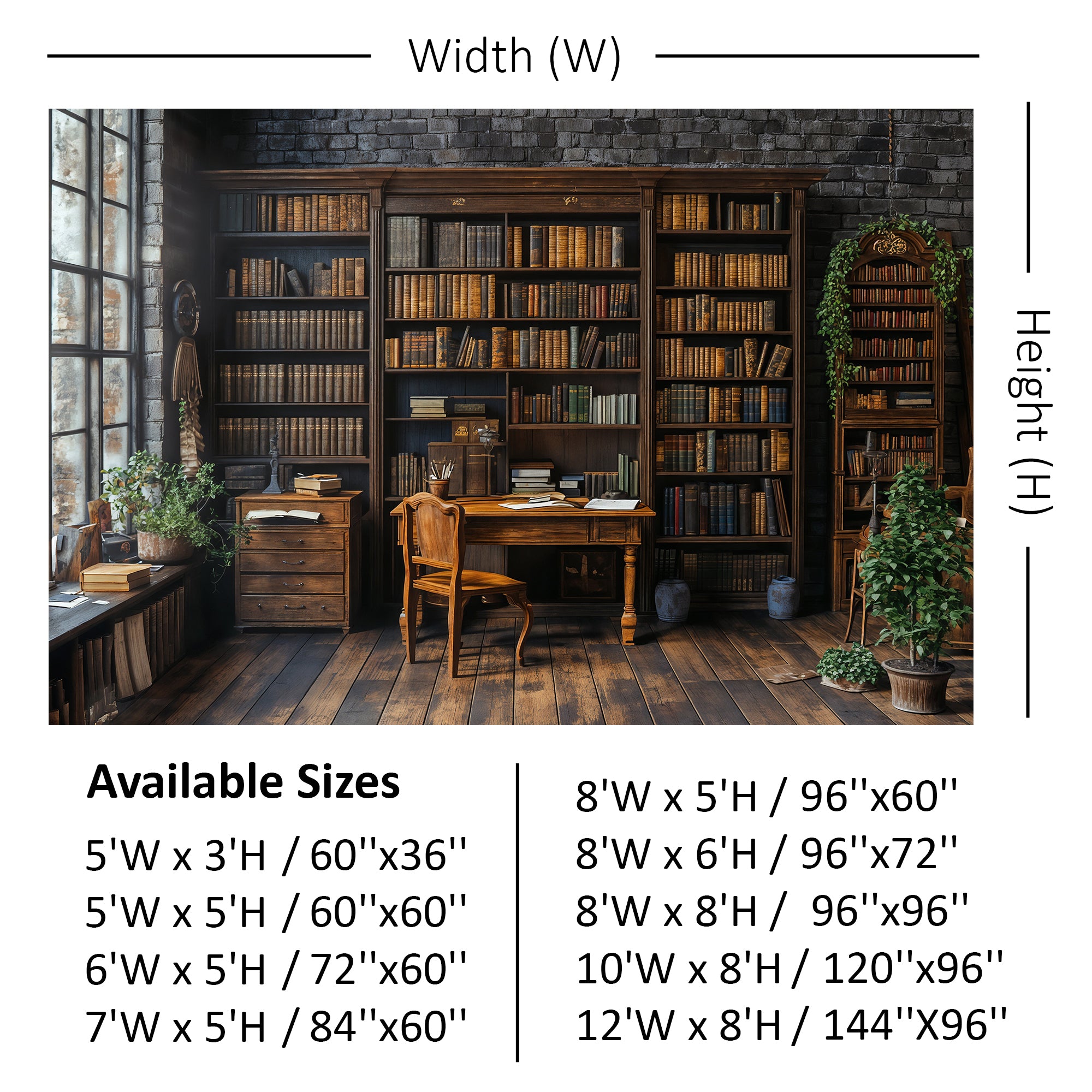 Vintage Library Study Backdrop