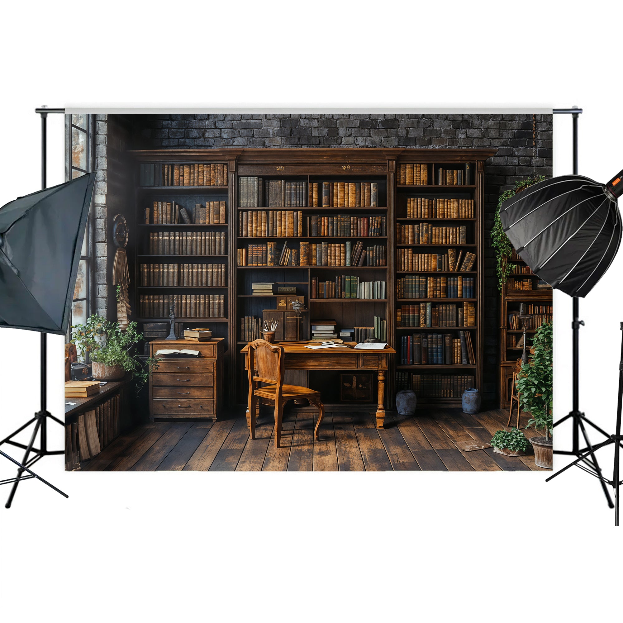 Vintage Library Study Backdrop