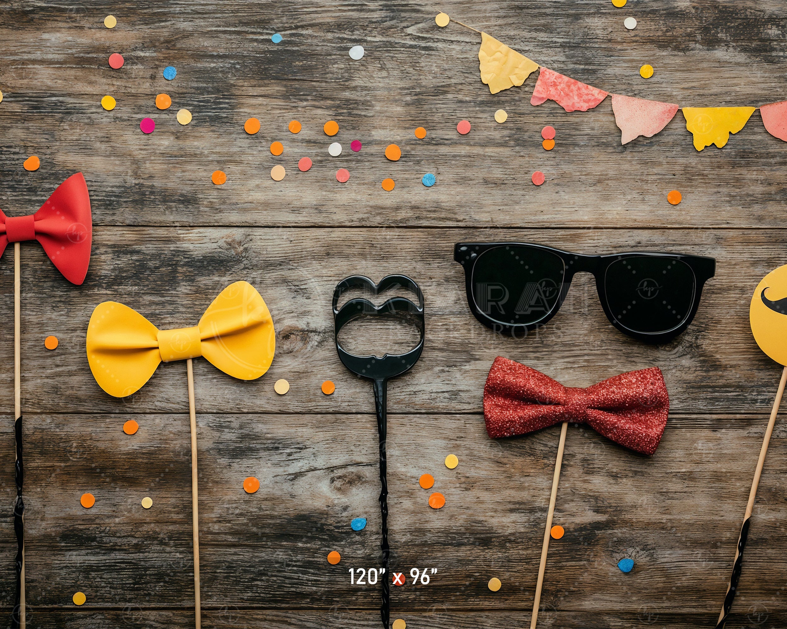 Party Props on Wood Backdrop