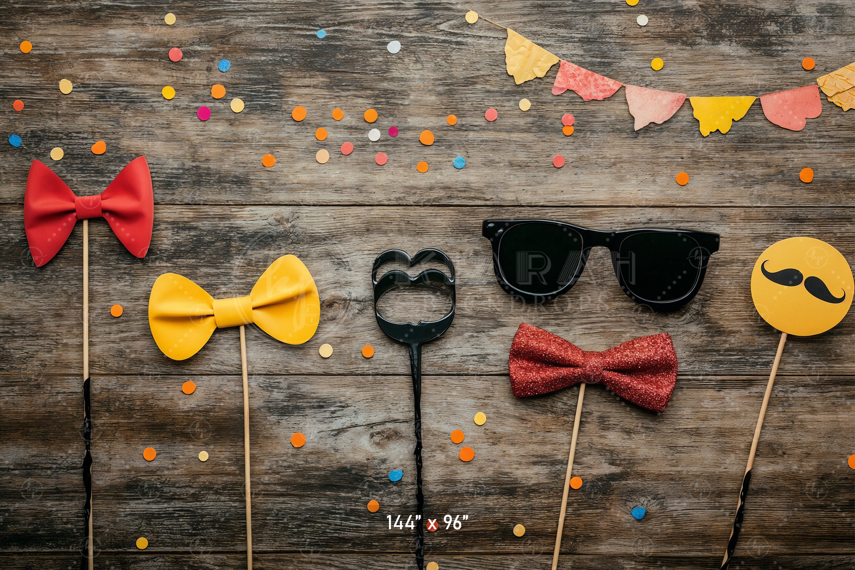 Party Props on Wood Backdrop