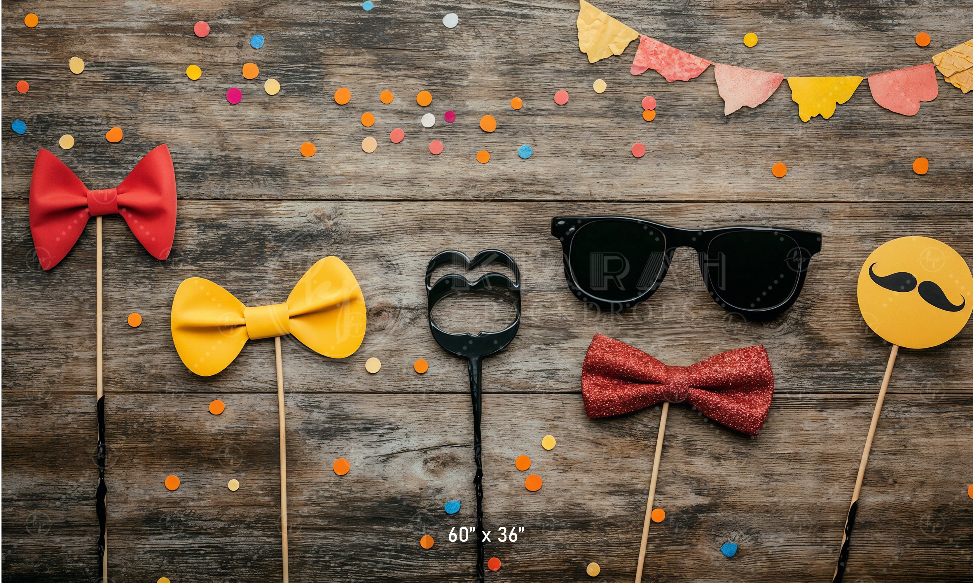 Party Props on Wood Backdrop