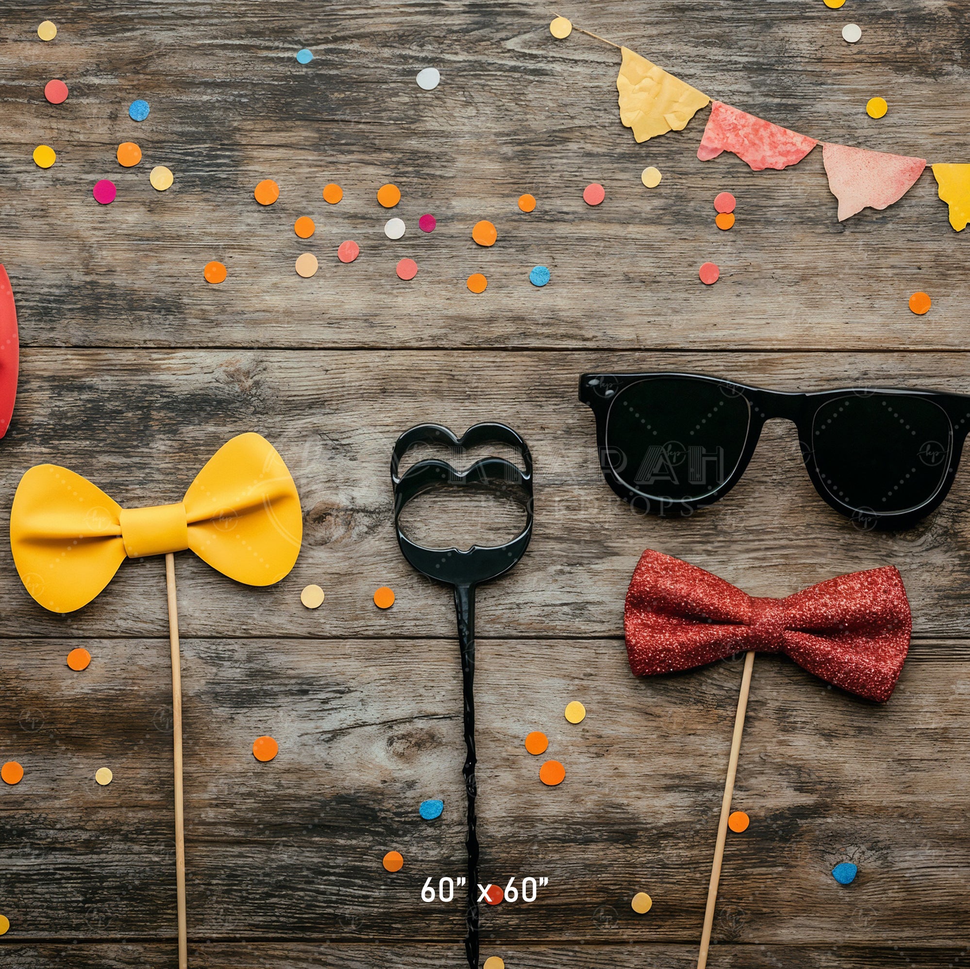 Party Props on Wood Backdrop